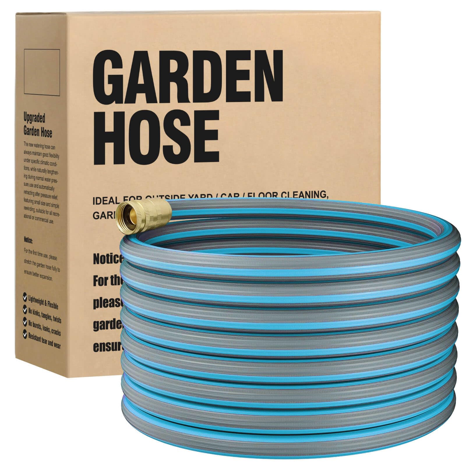 Expandable Garden Hose Water Pipe - 50FT Flexible Water Hose, Solid Brass Fittings Lightweight Garden Hoses for Gardening Lawn Car Pet Washing, Blue
