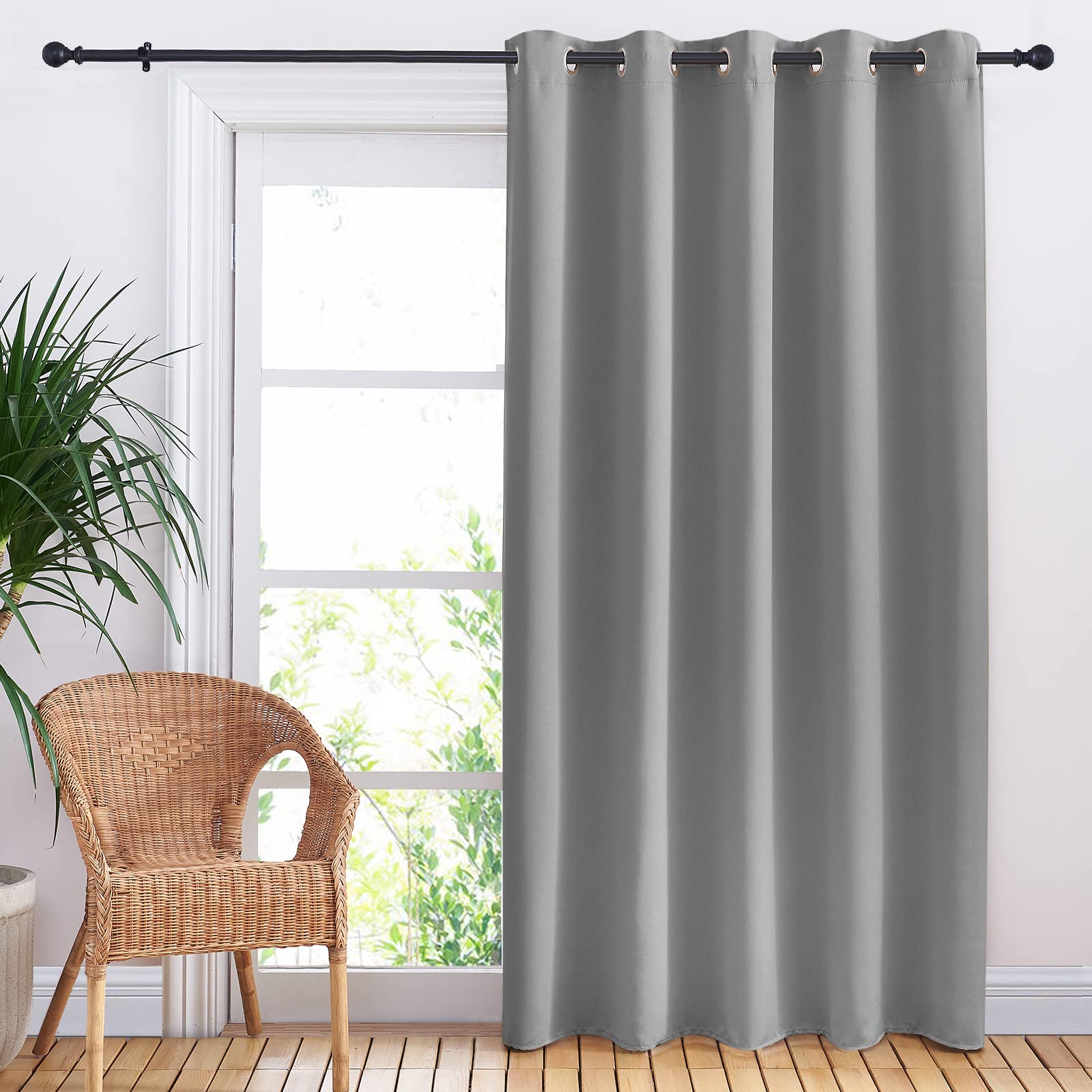 NICETOWN Sliding Door Curtains, Wide Thermal Blackout Patio Door Curtain Panel, Sliding Door Drapes/Draperies with Grommet Top (Silver Gray, W70 x L84)