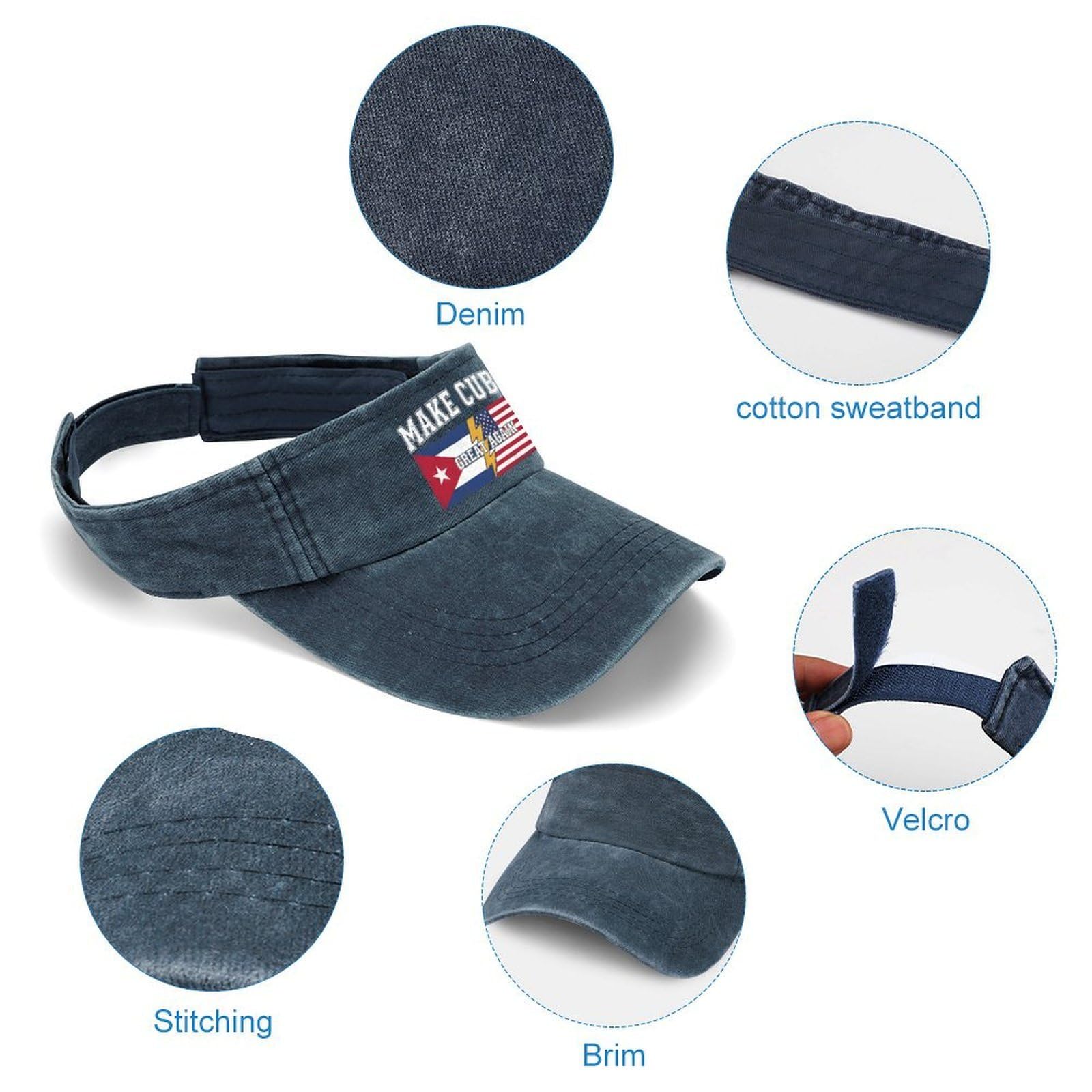 Make Cuba Great Again Trendy Beach Baseball Cap for Women Cuban Flag Beach Baseball Hats Dark Navy Blue