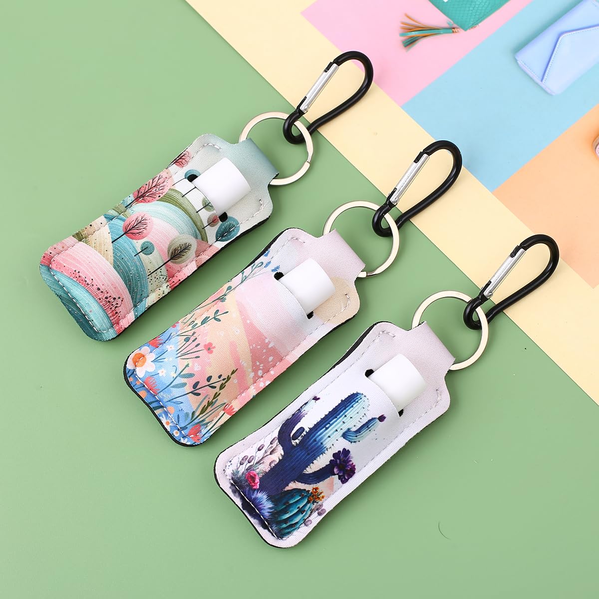 COOKOOKY Chapstick Holder Keychain Lip Gloss or Lipstick Cute Lip Balm Keychain Holder with Clip