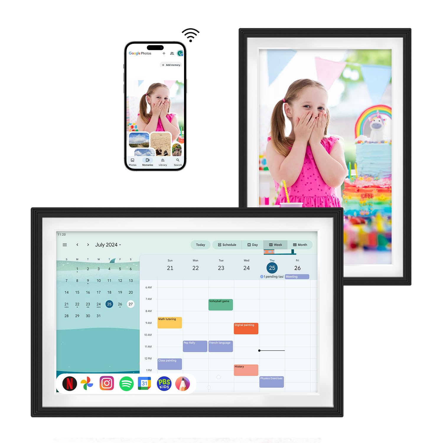 Changing 10.1" Smart Display F10s| Digital Picture Frame丨Anti-Glare touchscreen丨Google Calendar&HomeHub&Voice assistant丨Portable TV丨Gift for Family丨Music Speaker丨Kid Artworks ((F10-White&Black)