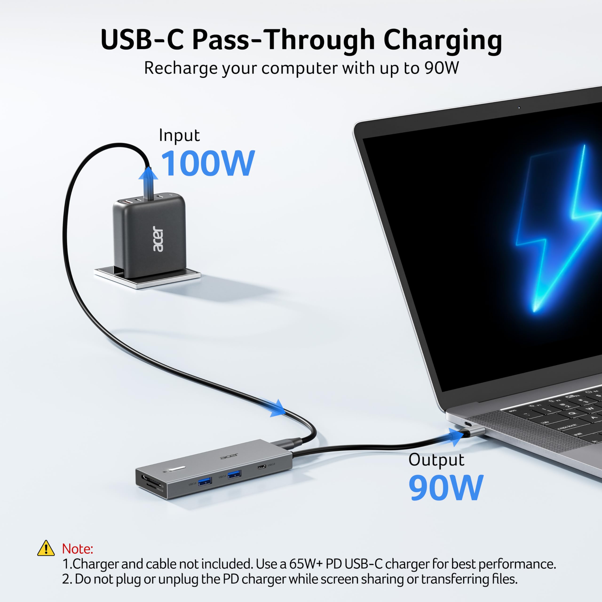 Acer USB C Docking Station Dual Monitor with 2 HDMI, 9-in-1 Laptop Docking Station with 4K@60Hz HDMI, USB A&C 3.0, SD/Micro SD, 100W PD, USB C Dock Compatible with Acer/Dell XPS/HP/Mac/Surface (15cm)
