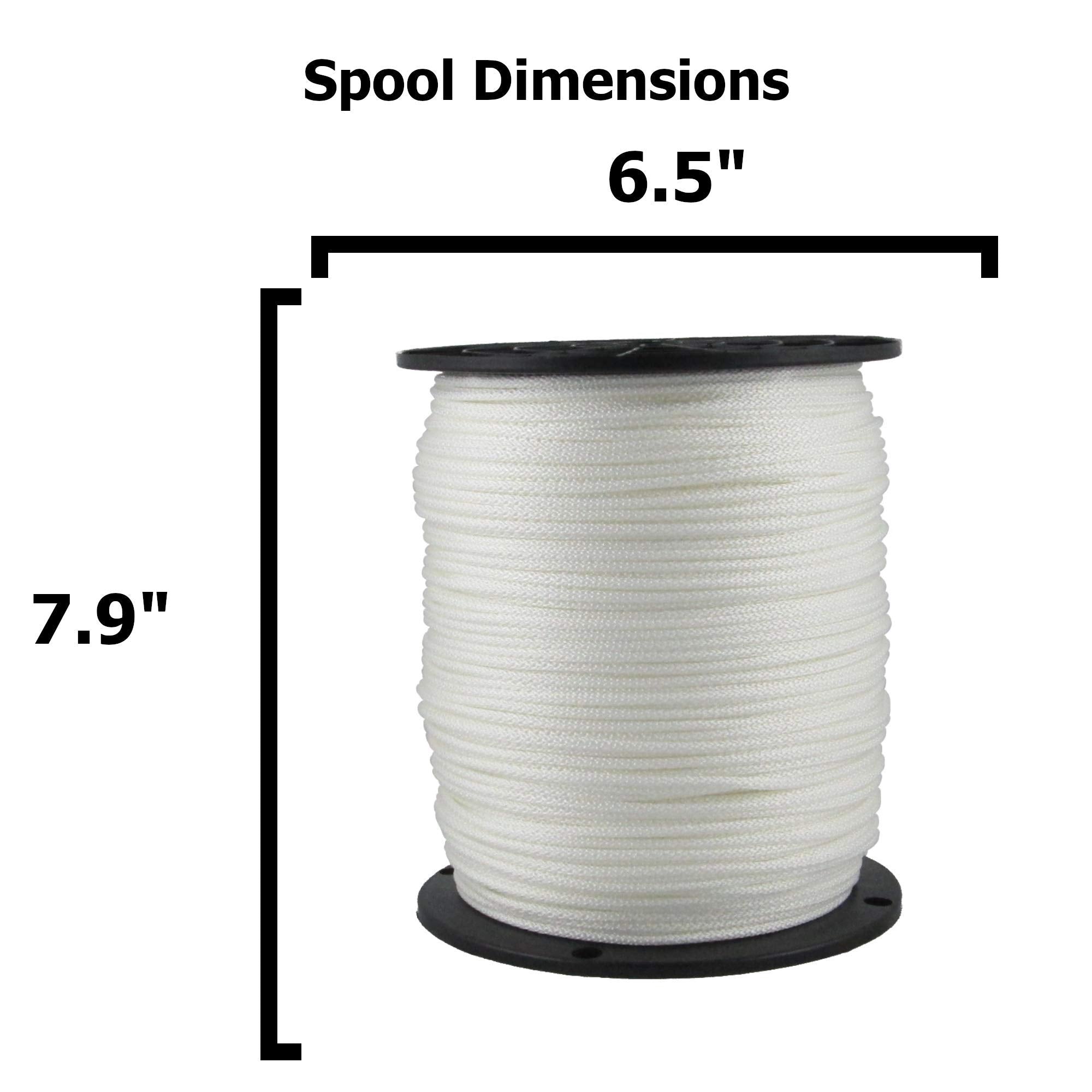 1/8" (#4) X 1000 ft Low -Stretch Solid Braid Industrial Polyester Cord. USA Made