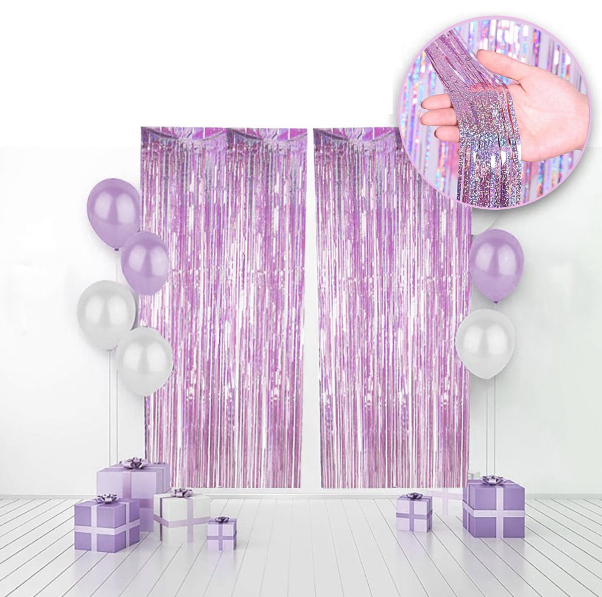 Foil Tassel Ribbon Curtains,Pink Glitter Tinsel Foil Fringe Curtains, Ideal for Parties, Weddings More - Laser Curtain Backdrop for Princesses and Birthdays,Perfect Party Decorations. (3.2ft x8.2ft)