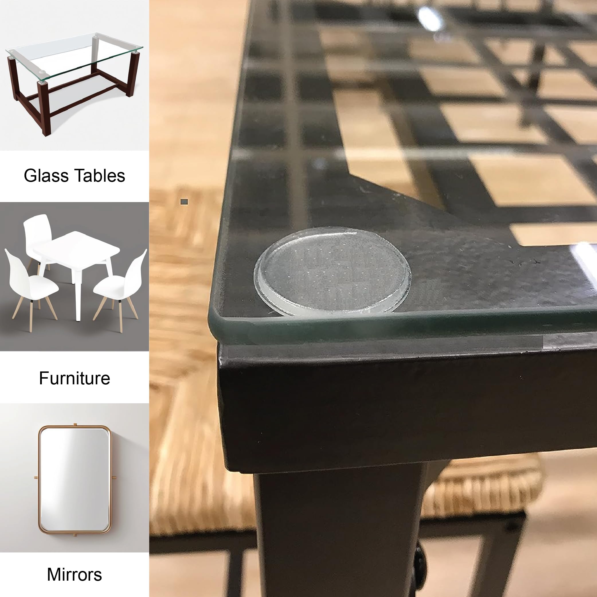 1 Inch Clear Adhesive Bumpers Combo Pack (Square, Circle) - Made in USA - Set of 23 Transparent Glass Protective Pads, Self Stick Rubber Pads for Glass Table Top, Furniture Feet, Picture Frames