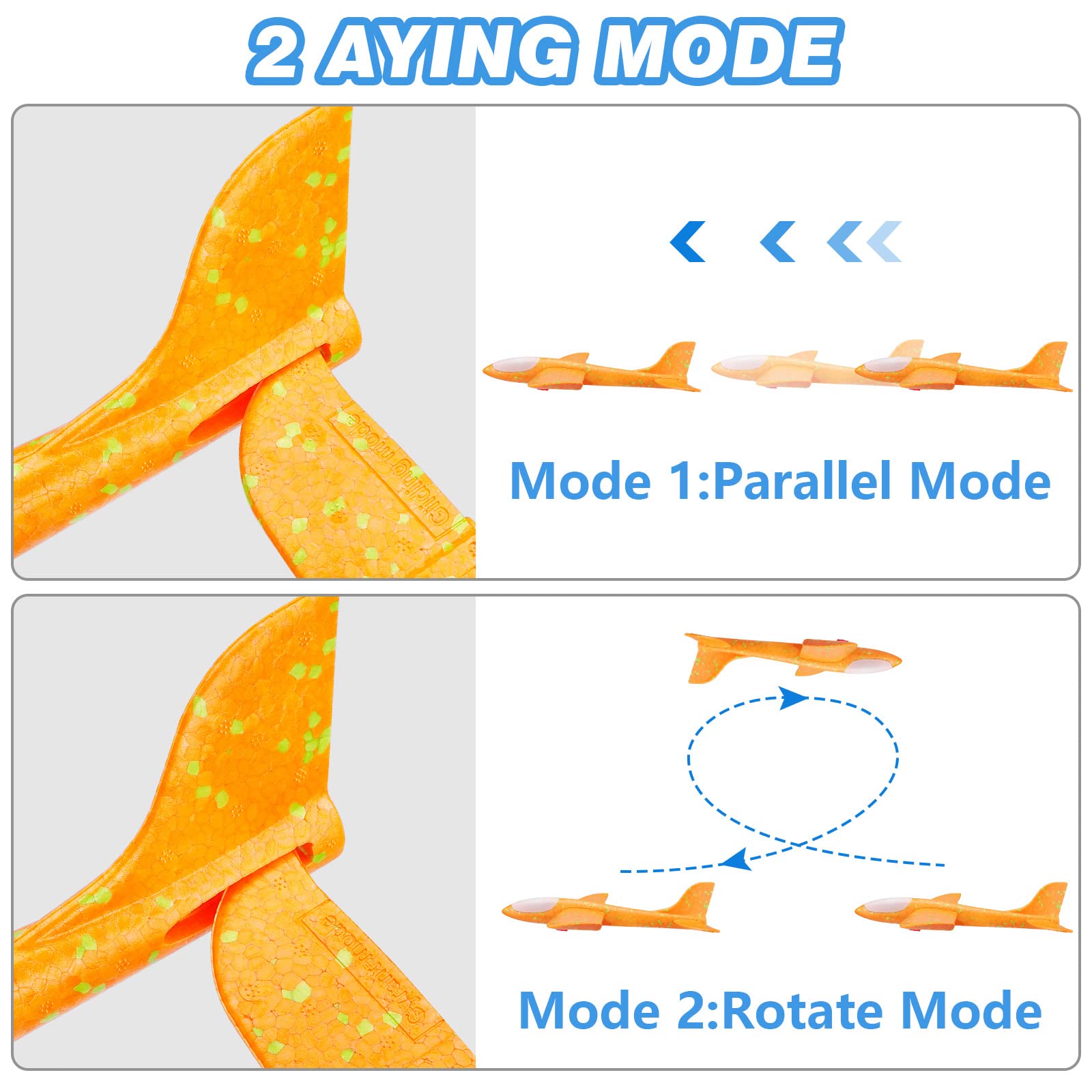 3 Pack Airplane Launcher Toy, 12.6" Foam Glider Led Plane, 2 Flight Mode Catapult Plane for Kids Outdoor Sport Flying Toys Gifts for 3 4 5 6 7 8 9 10 12 Year Old Boys Girls