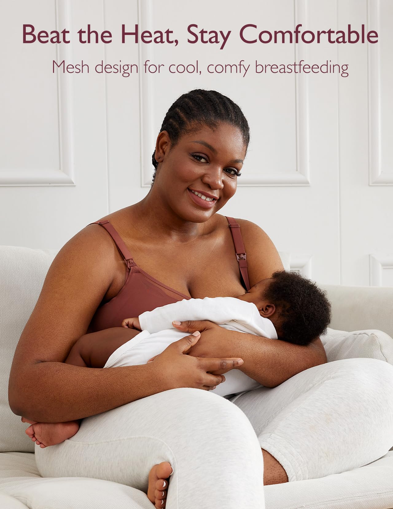 Momcozy Nursing Bras for Breastfeeding, Breathable Mesh Nursing Bras Comfort Maternity Bra Wireless Pregnancy Sleep Bra