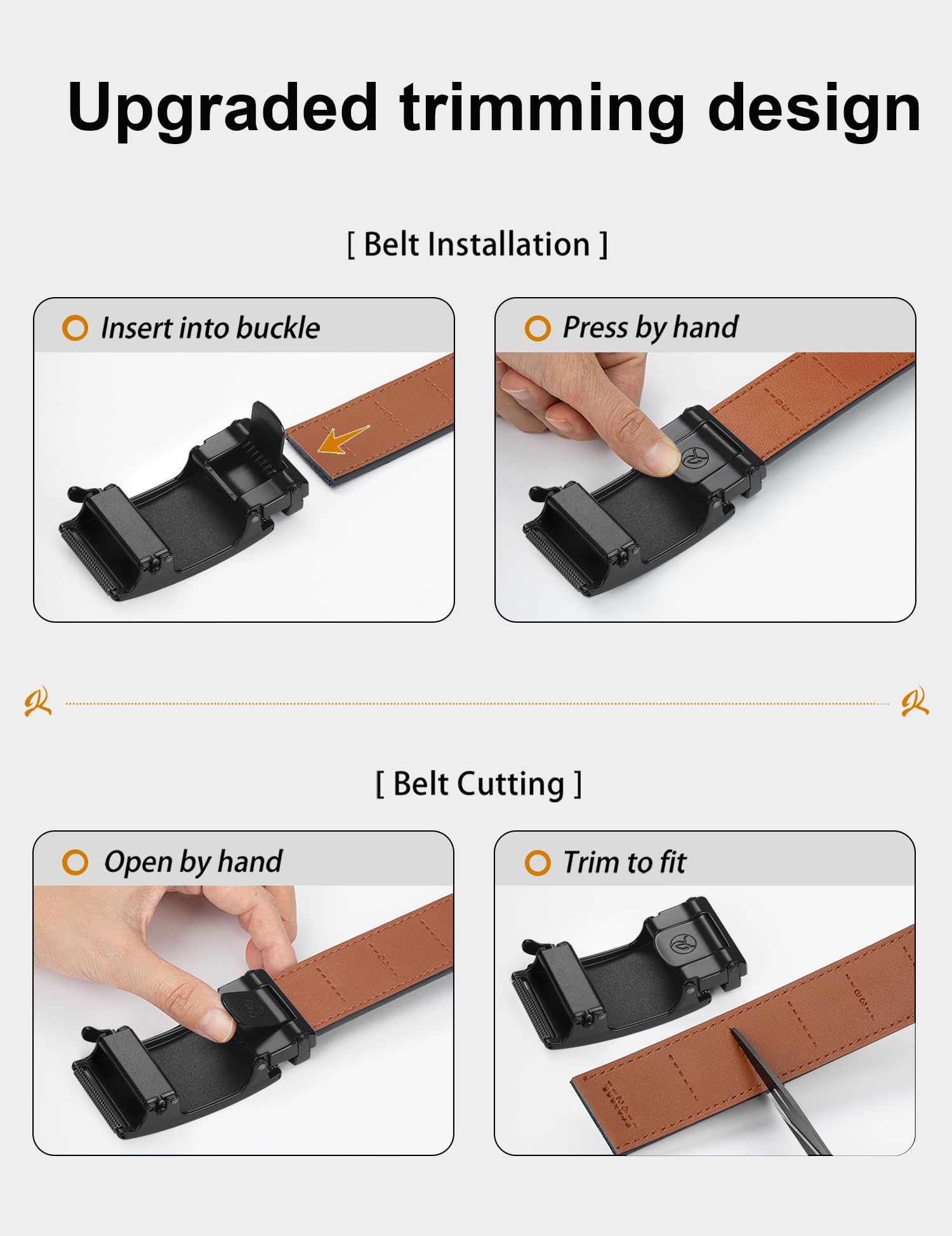 JUKMO Men’s 35mm Leather Ratchet Belt with Original Slide Buckle in Gift Box (Rollers - Black, S-28 to 36" Waist Adjustable (Length 45"))