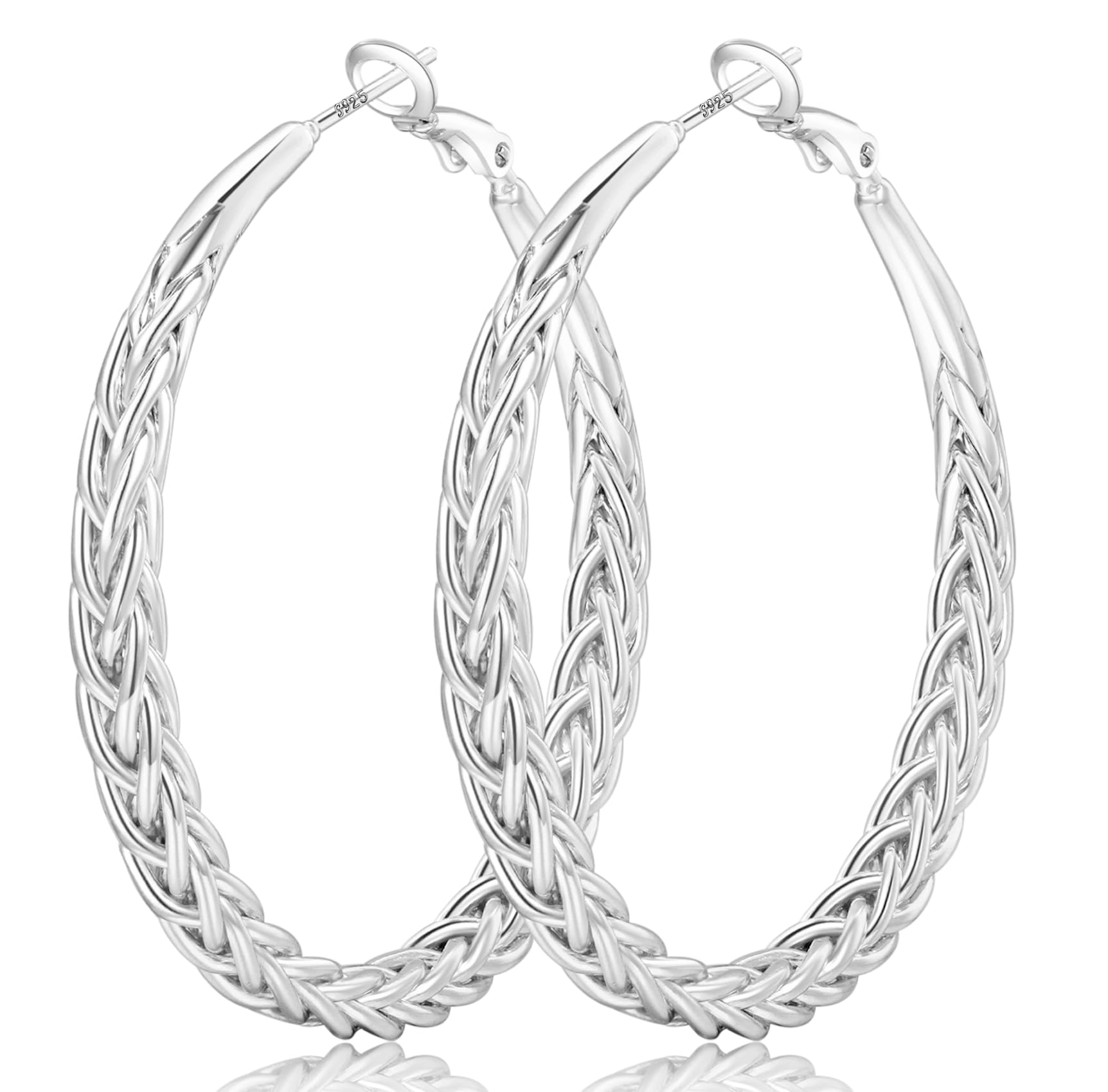 Senteria Silver Hoop Earrings for Women 925 Sterling Silver Hoop Earrings Hypoallergenic Lightweight Large Silver Hoop Earrings Thick Twisted Silver Hoop Earrings