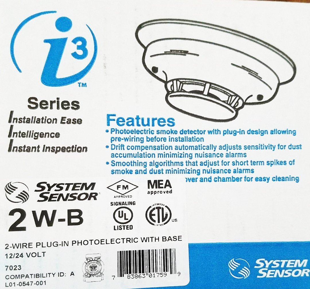 System Sensor 2W-B i3 Series 2-wire, Photoelectric i3 Smoke Detector