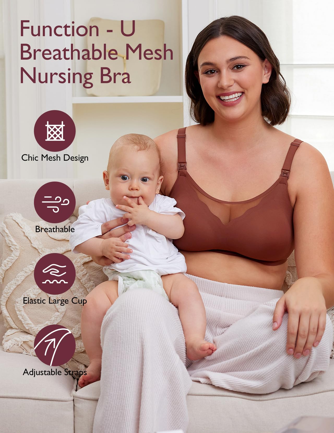 Momcozy Nursing Bras for Breastfeeding, Breathable Mesh Nursing Bras Comfort Maternity Bra Wireless Pregnancy Sleep Bra