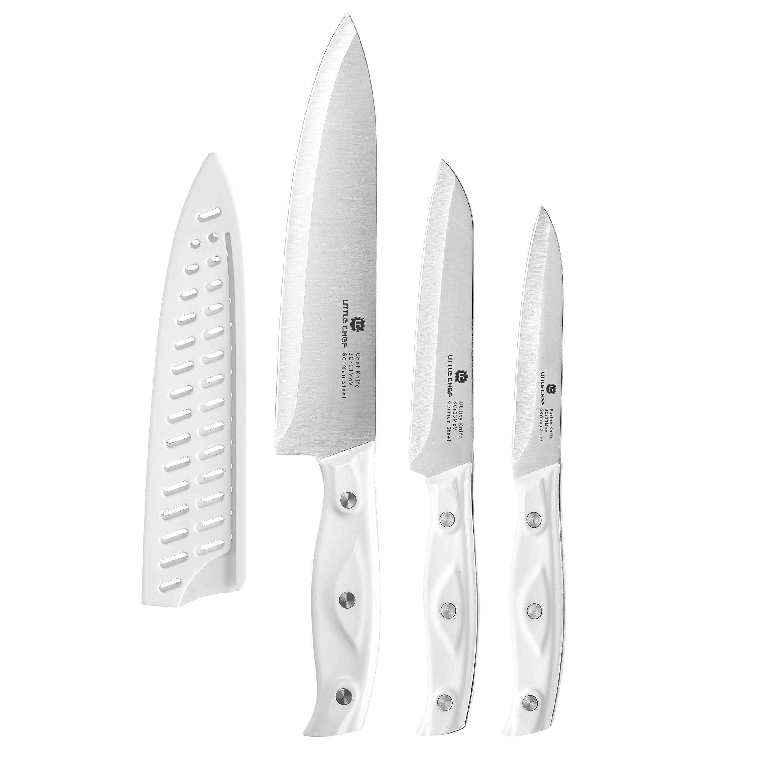 Chef Knife, Ultra Sharp High Carbon Stainless Steel Chef knife set, 3-pc, 8 inch Chefs knife, 4.5 inch Utility Knife, 4 inch Paring Knife