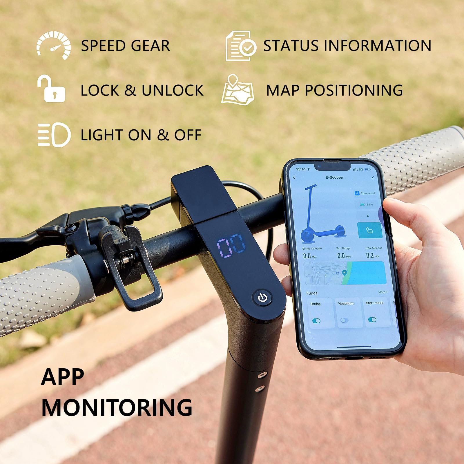 OAKEROO G5.0 Electric Scooter Adults - 21Mile Range & 19MPH Speed E-Scooter, 350W Scooter for Adults up to 264lbs, Folding Scooters with 8.5" Solid Tires, Dual Braking, Mobile APP