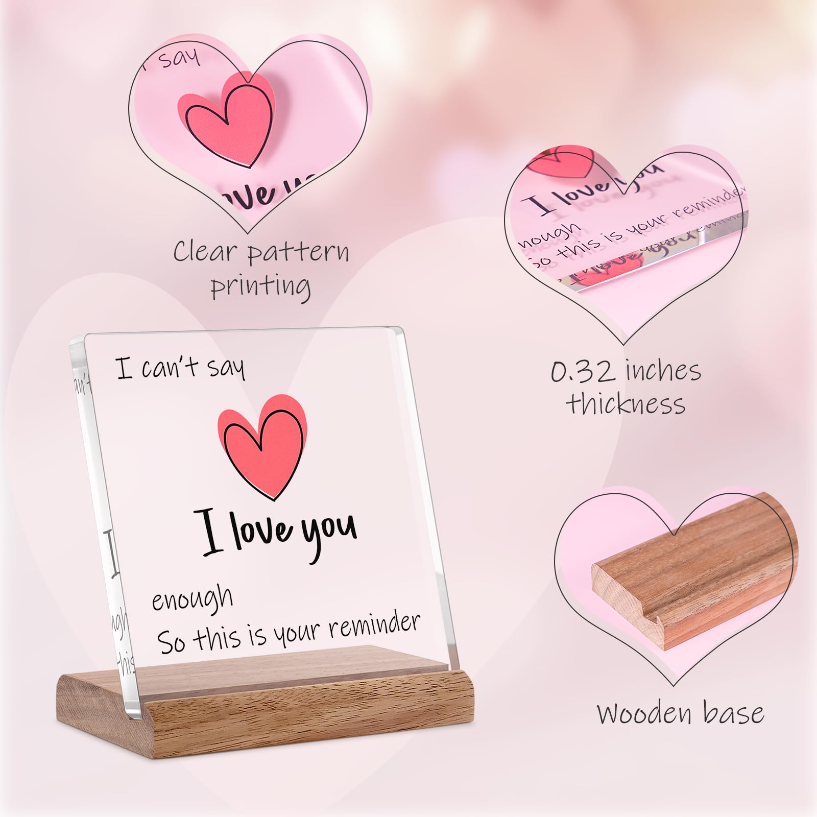 FreeJac I Love You Gifts for Her Him - Christmas Valentines Day Gifts for Girlfriend Wife Birthday Wedding Anniversary Keepsake Loving Acrylic Plaque Gifts for Boyfriend Husband Miss You Gifts