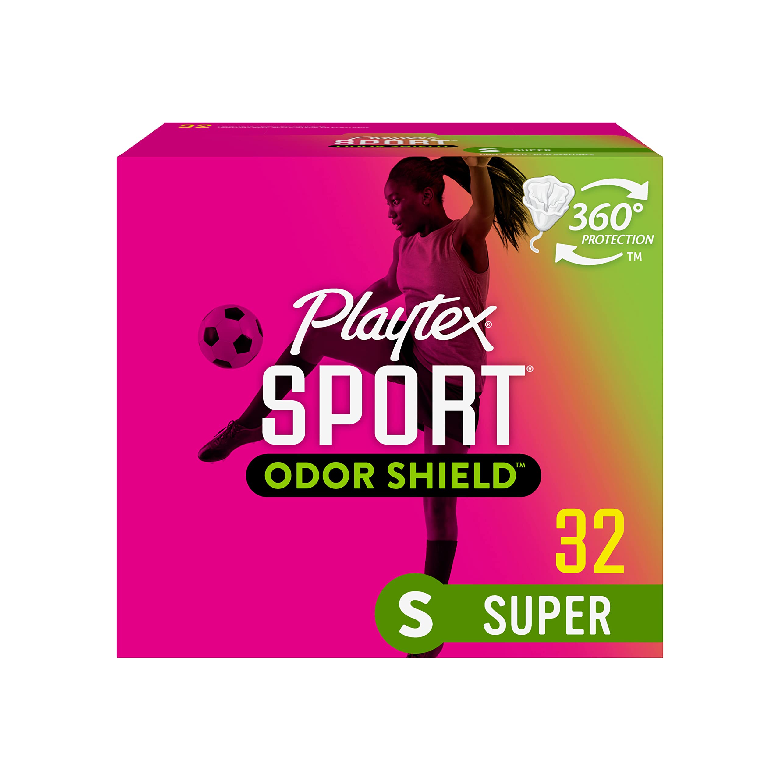 Playtex Sport Odor Shield Tampons, Super Absorbency, Unscented - 32ct