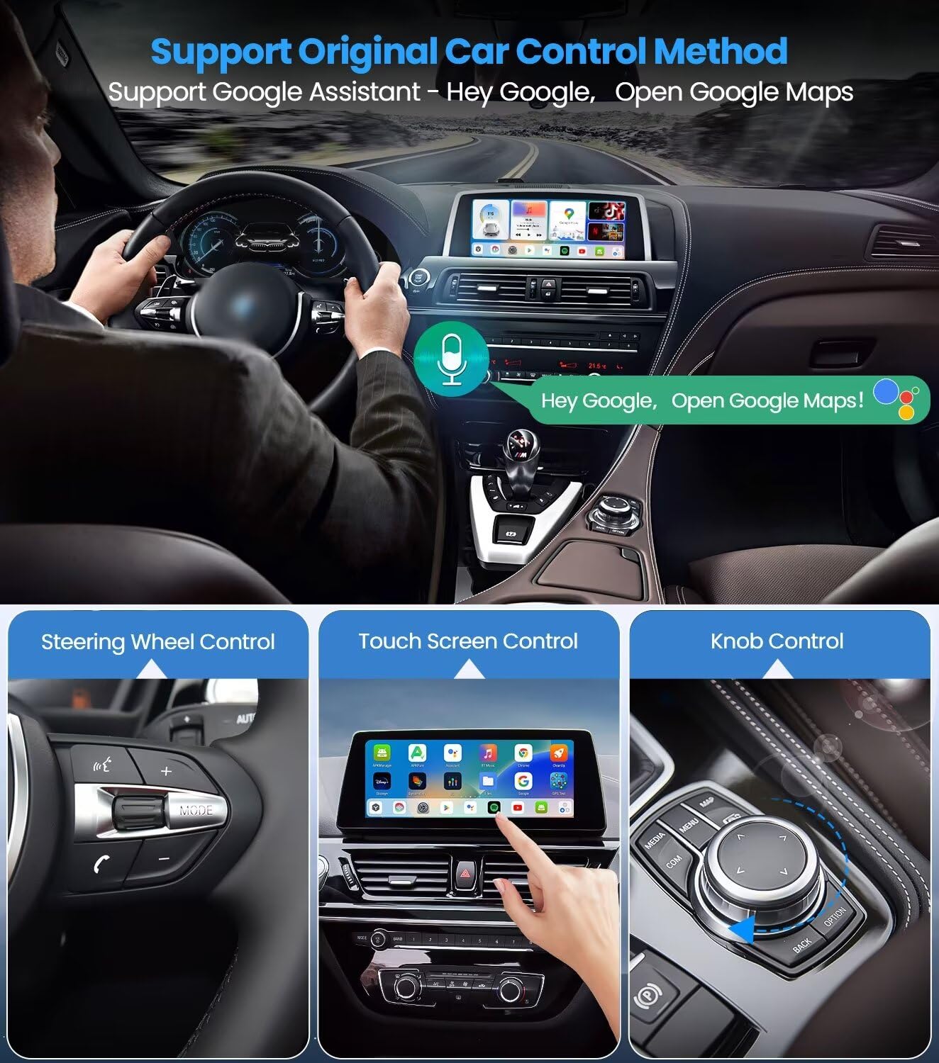 BMW Carplay AI Box 5.0, 2024 Newest Android 10.0 QCM 6125 8-Core 4+64GB Online YouTube/Netflix/Google Store, Support SIM&TF Card Exclusively for BMW1, 2, 3, 4, 5, 6, 7 Series, X1, X2, X3, X5, X6, X7