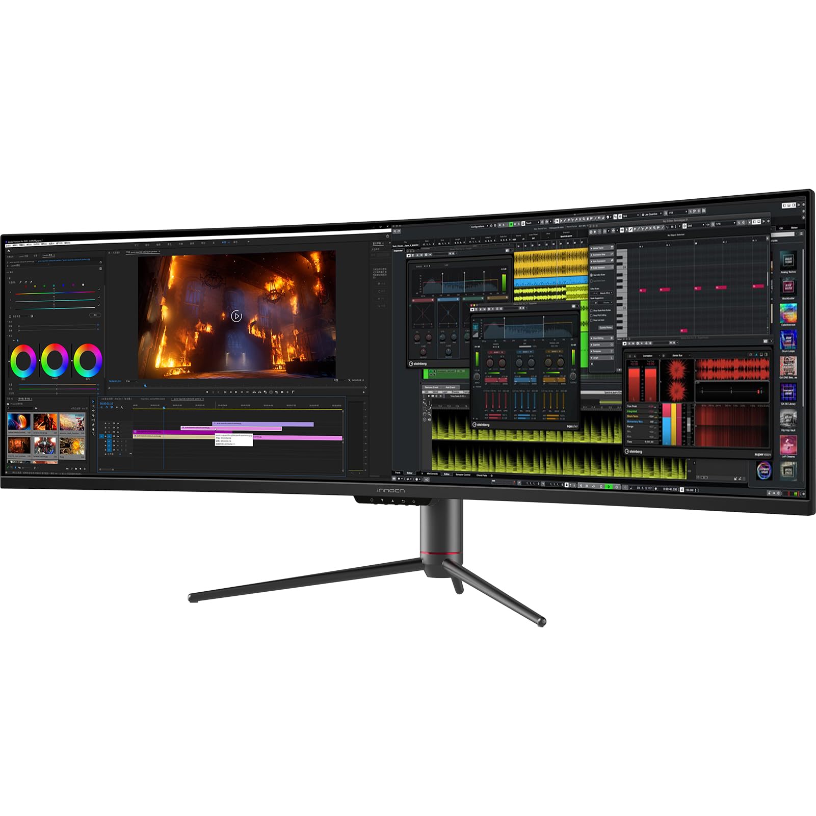 INNOCN 49" Curved Gaming Monitor 144Hz Ultrawide 32:9 WDFHD 3840 x 1080P, R1800, 99% sRGB, HDR400, USB Type C, DisplayPort, HDMI, Built-in Speakers, Height/Tilt Adjustable - 49C1G