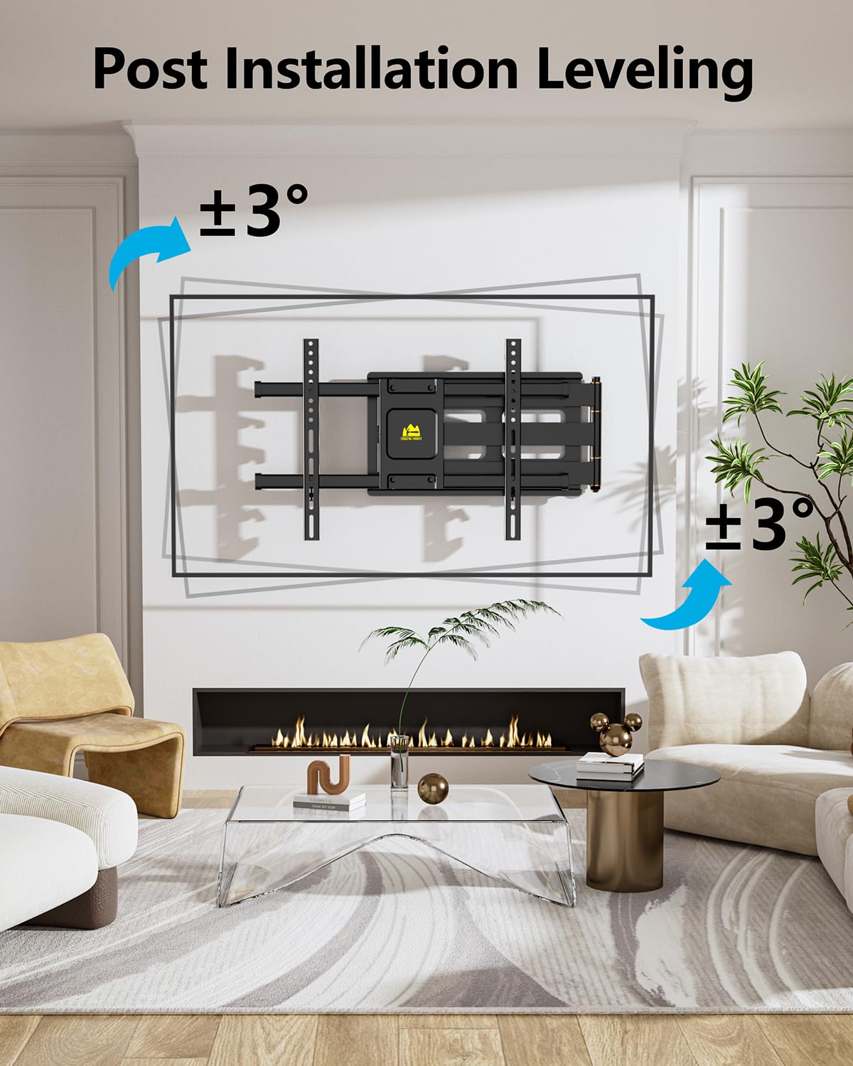 FORGING MOUNT Long Arm Corner TV Mount with Height Setting Full Motion TV Wall Mount with 36" Extends for Corner/Flat Installed Fits 42"-90" TVs,Holds 150lbs,VESA 600x400mm