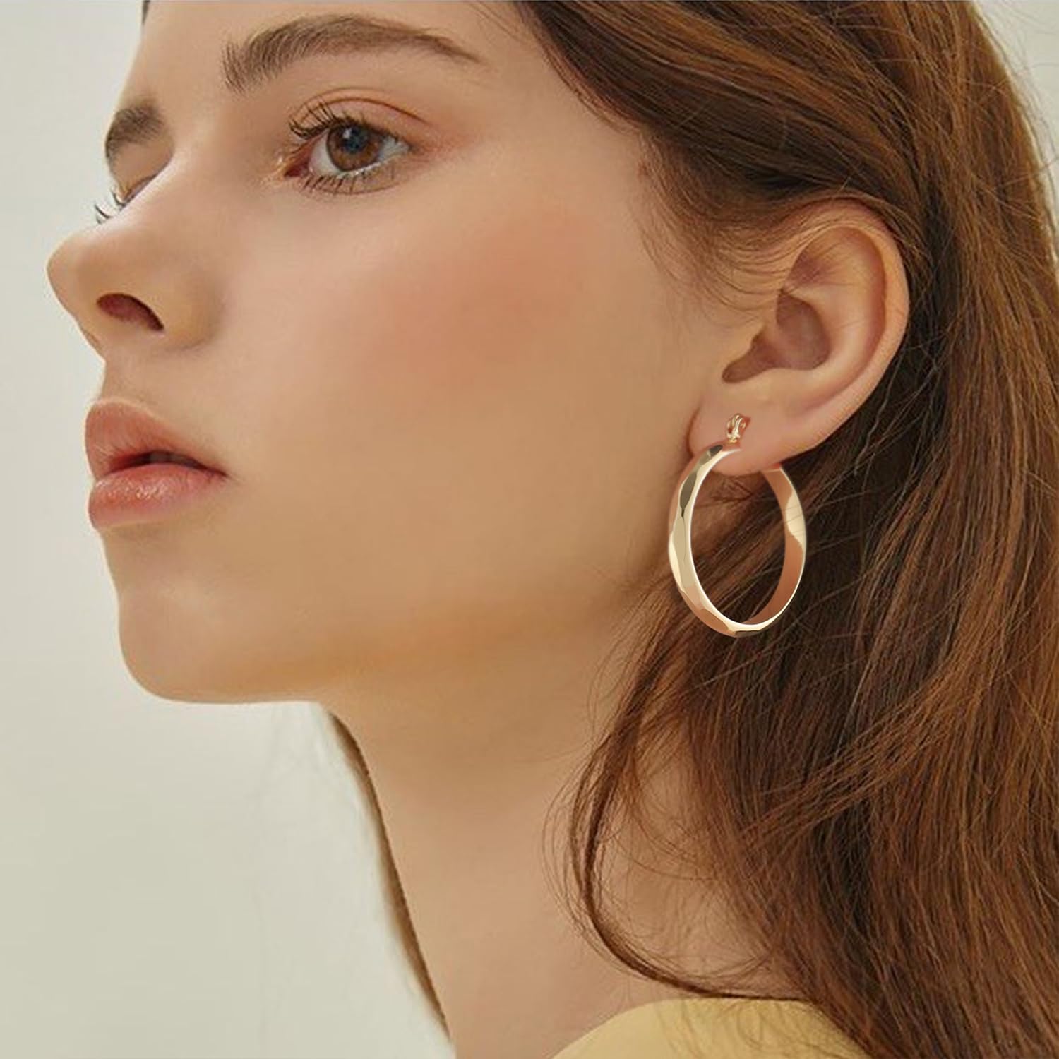 Ongerek 14k Gold Earrings for Women 14k Gold Hoop Earrings for Women Trendy Chunky, Hypoallergenic Earrings for Women Unique Pattern Gold Jewelry