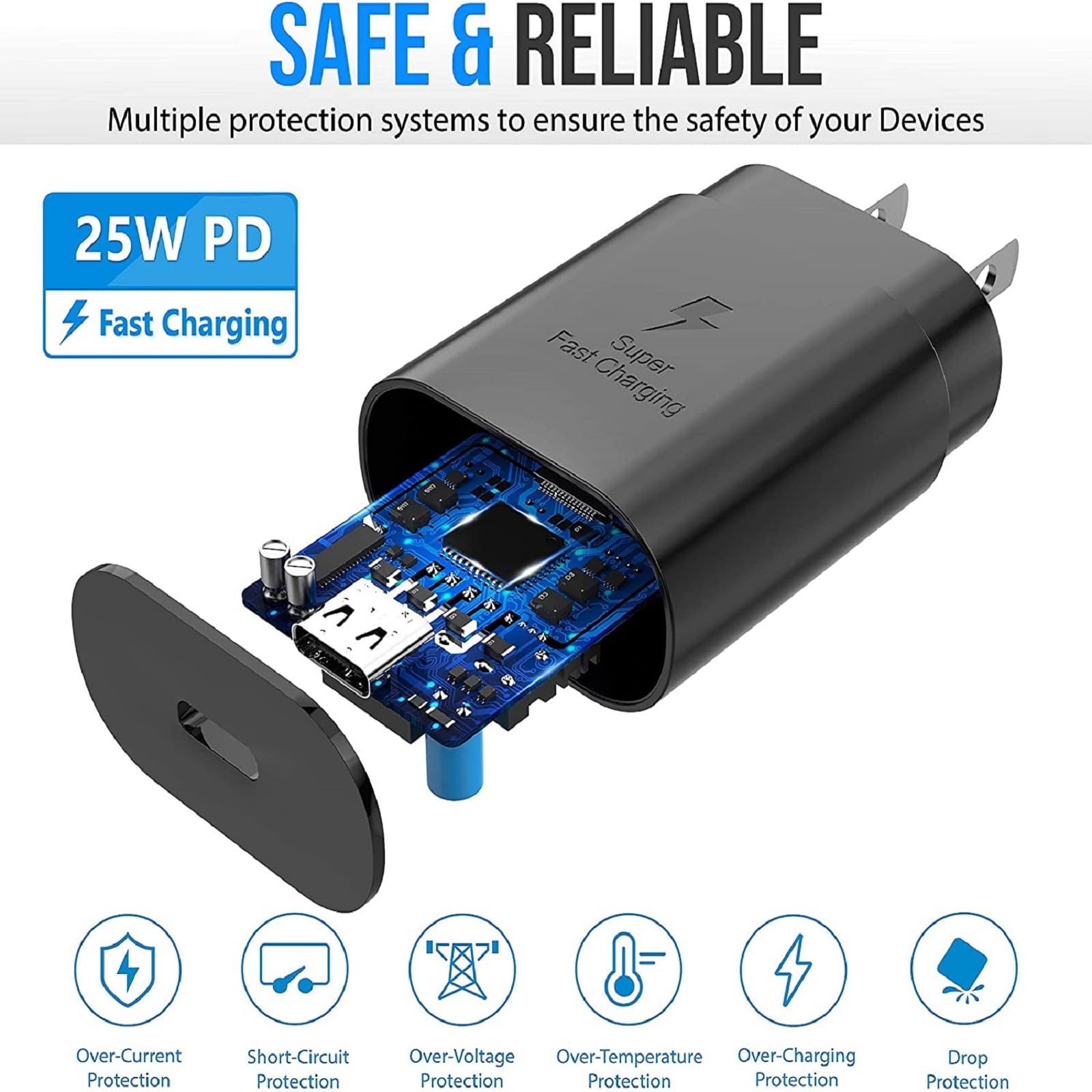 Samsung Fast Charger Super Fast Charging 2-Pack 25W USB C Charger Type C Charger Block & USB C to C Cable for Samsung Galaxy S23/S22/S21/S20/Ultra/FE/Plus/Note 20/10/Z Fold/Z Flip/Galaxy Tab,A54/A53