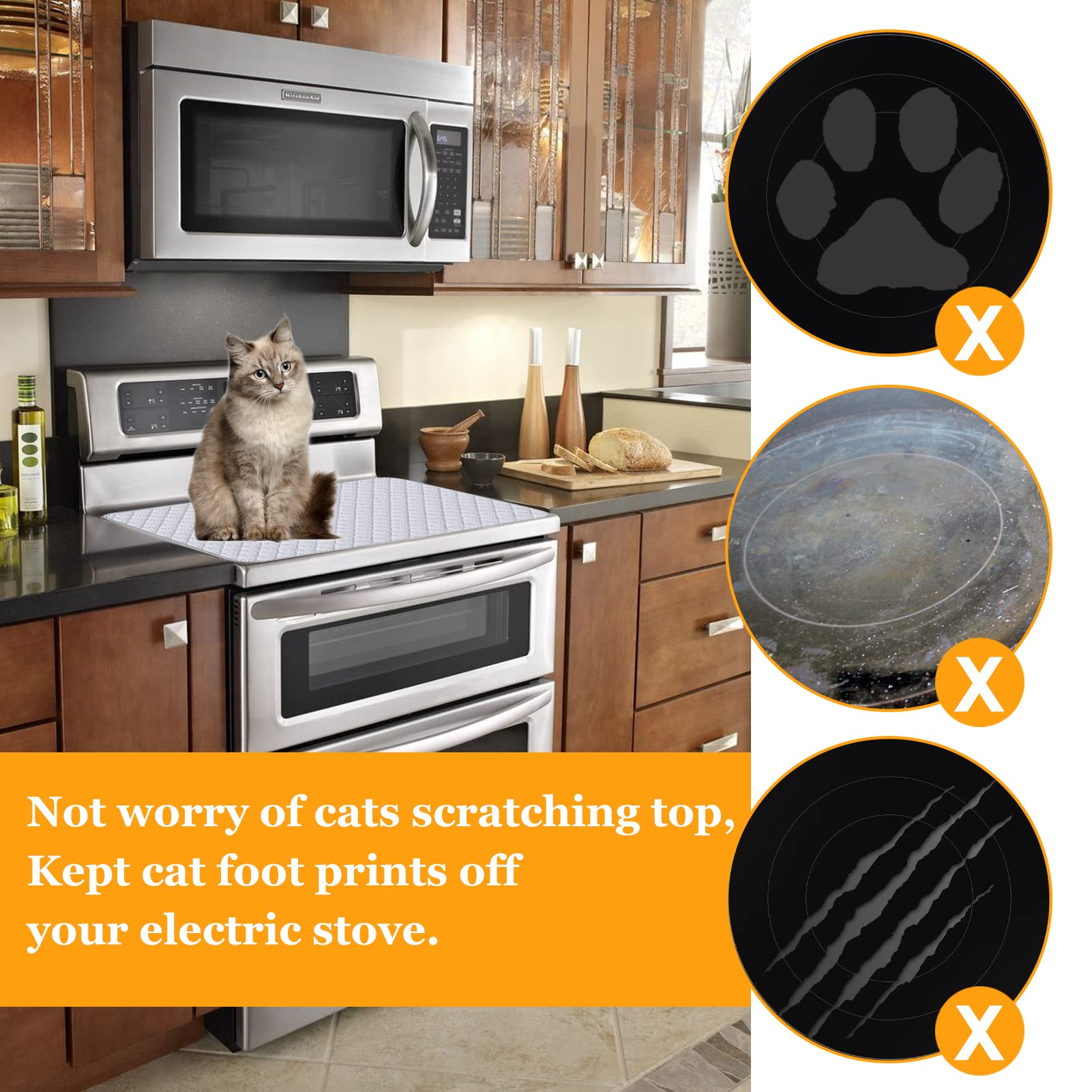 Cowbright Quilted Stove Top Cover Stove Protector For Glass Ceramic Stoves,Glass Cooktop Cover,Glass Cooktop Protector Ceramic Stove Burner Covers for Flat Stove Top