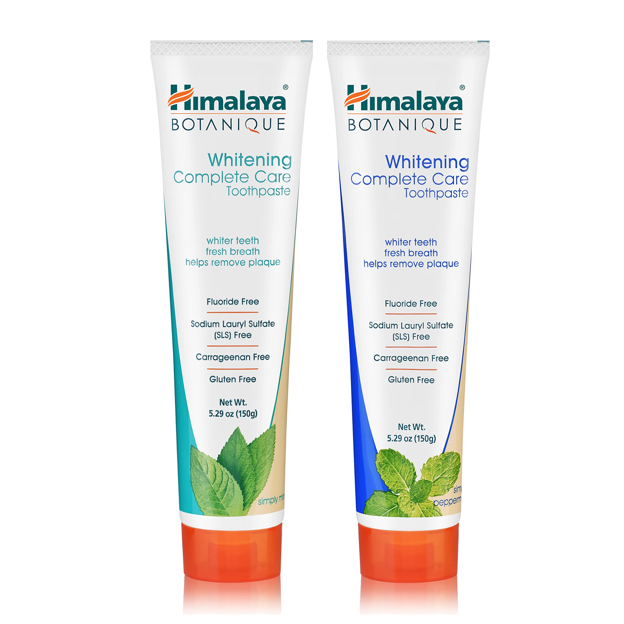 Himalaya Botanique Complete Care Whitening Toothpaste Variety Pack, Simply Mint and Simply Peppermint Flavors, Fluoride Free, for a Clean Mouth, Whiter Teeth and Fresh Breath, 5.29 oz, 2 Pack…