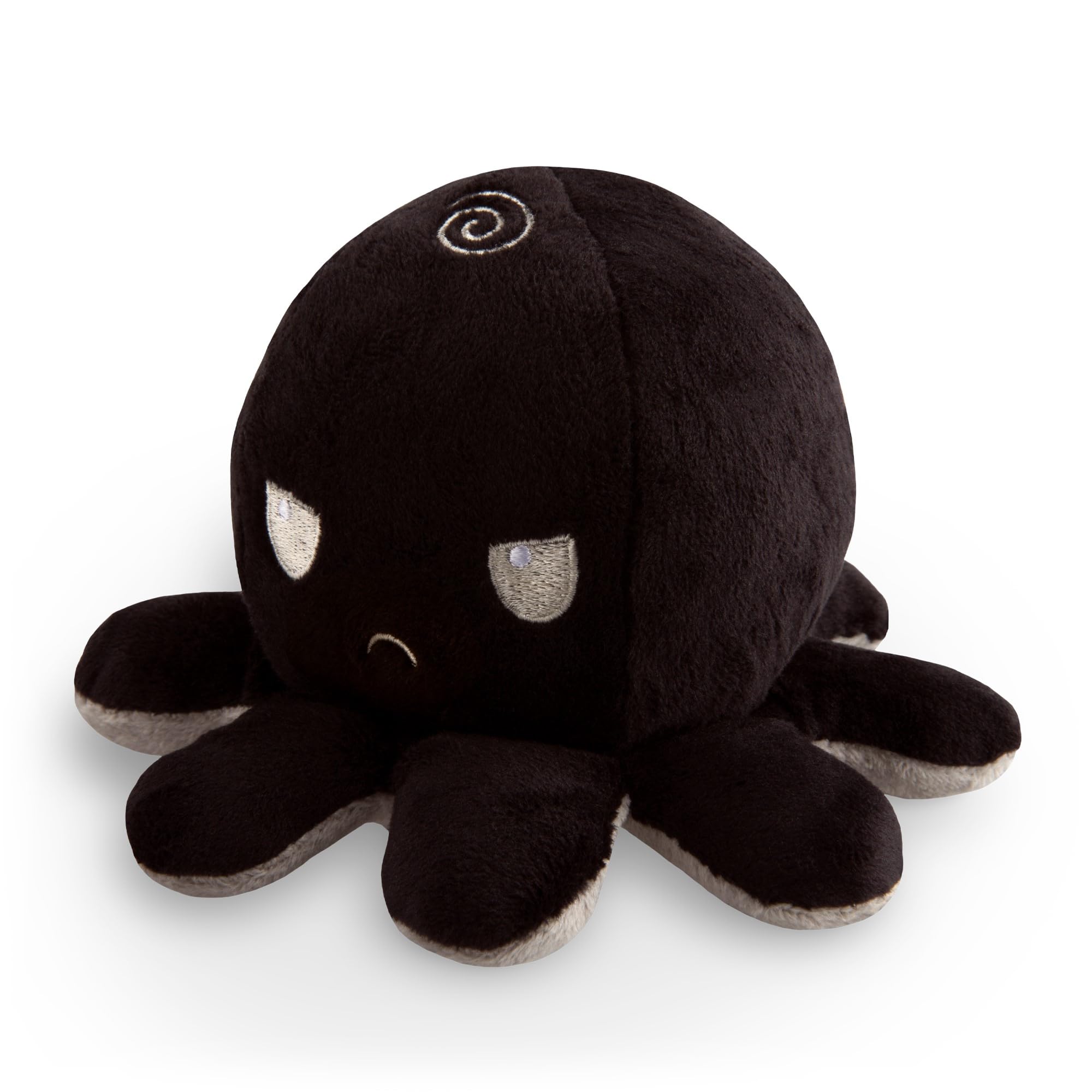 TeeTurtle - The Original Reversible Octopus Plushie - Black + Gray - Cute Sensory Fidget Stuffed Animals That Show Your Mood