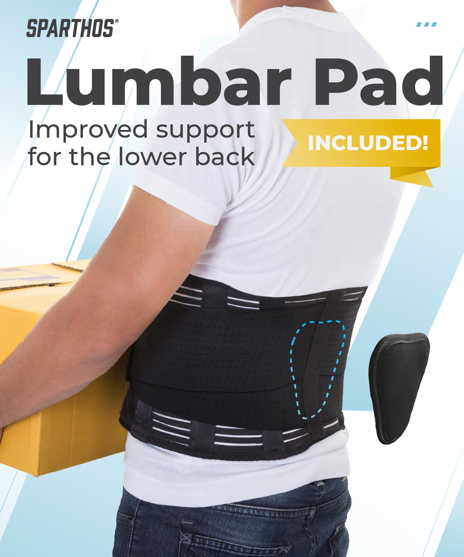 Sparthos Back Brace for Lower Back Pain - Immediate Relief from Sciatica, Herniated Disc, Scoliosis - Breathable Design With Lumbar Support Pad - For Home & Lifting At Work - For Men & Women - (XL)