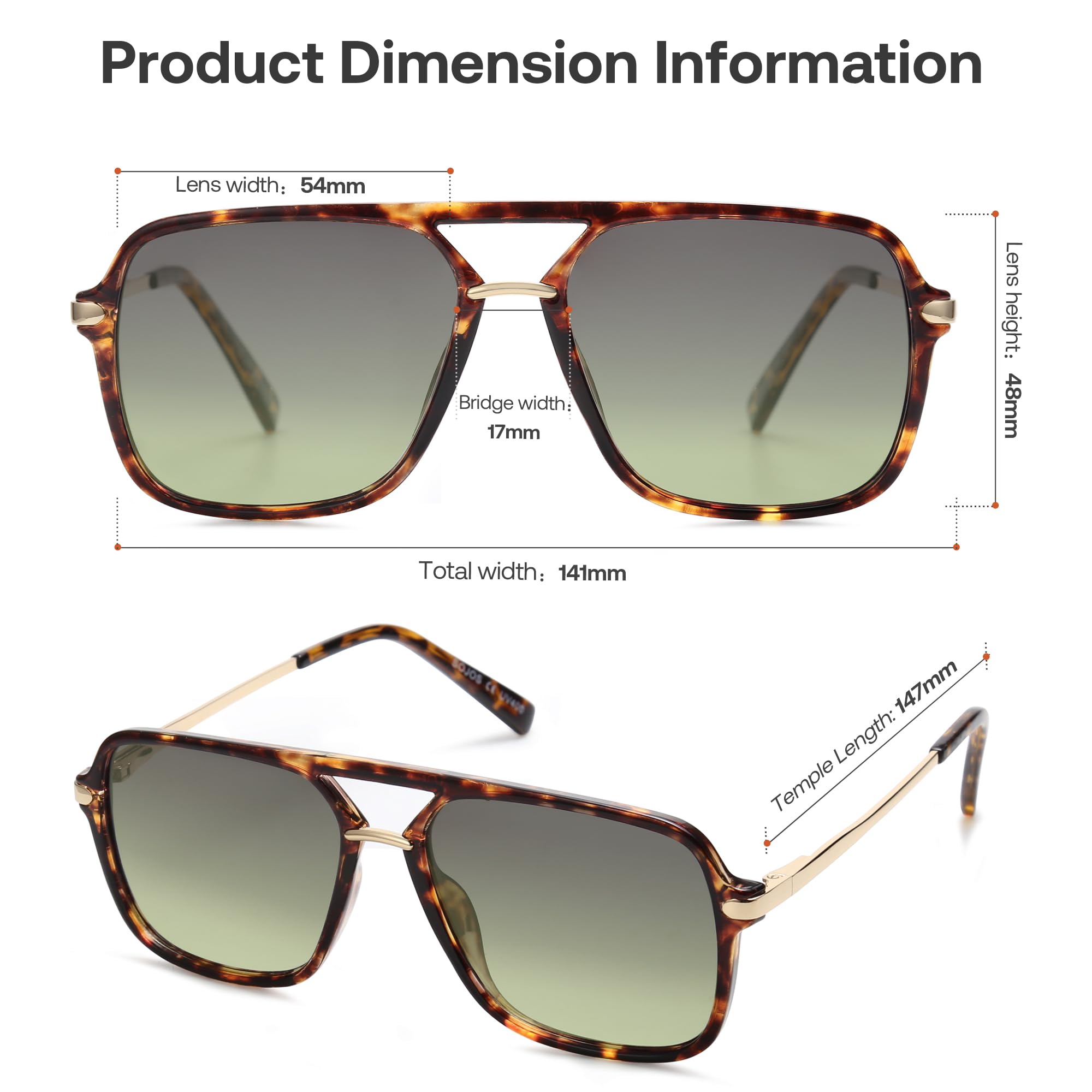 SOJOS Sunglasses for Women & Men, Square, Retro, Polarized Lens, Trendy Aviator, 90s Shades (SJ2229, Yellow Tortoise Green)