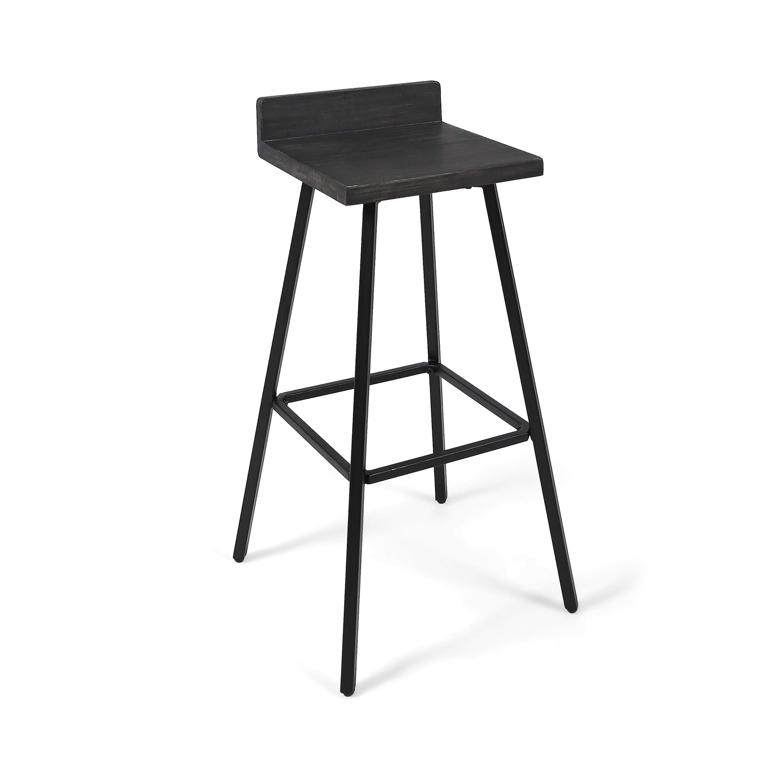 Christopher Knight Home Hazel Indoor Bar Stools, Modern, Contemporary, Dark Gray Acacia Wood with Iron Legs (Set of 2)