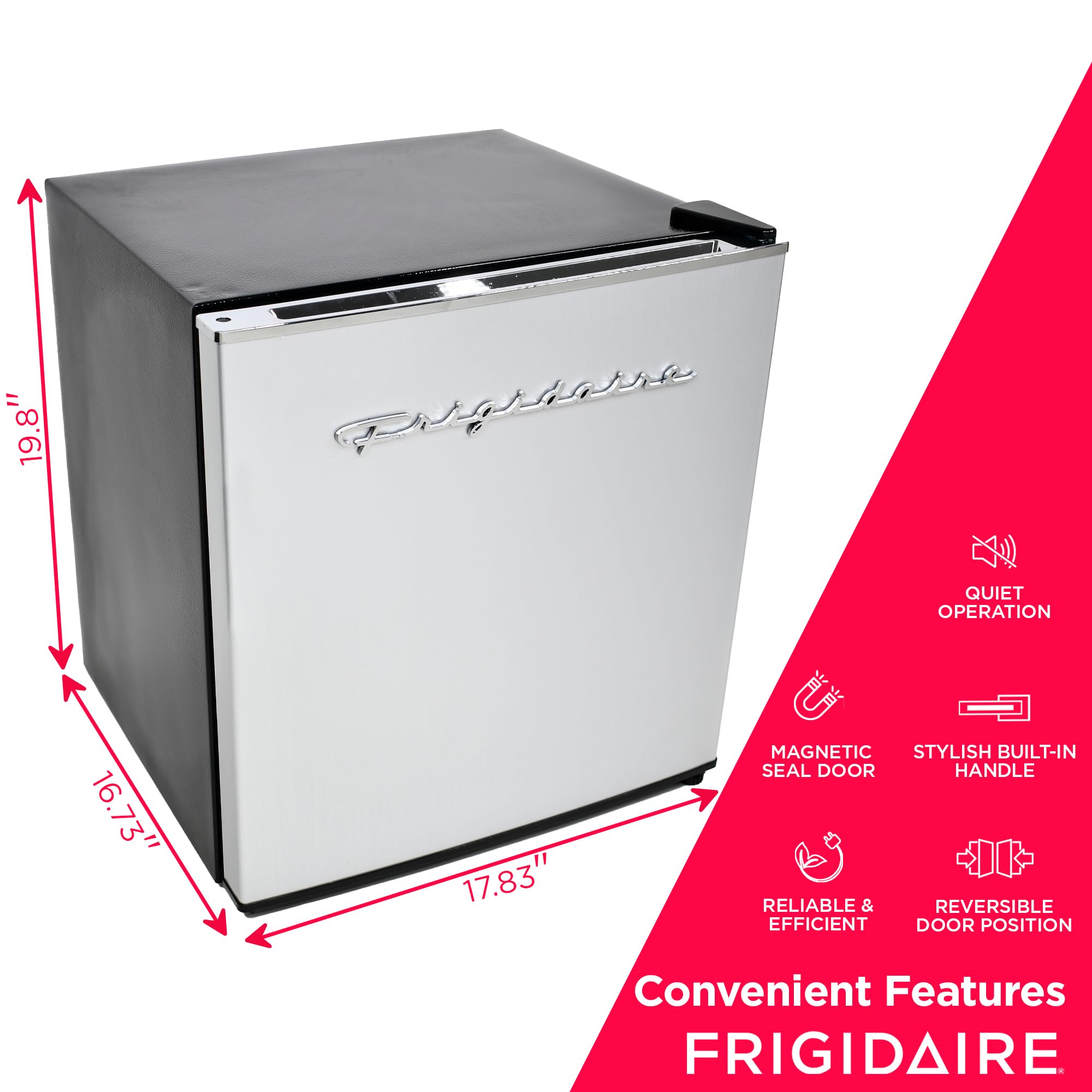 Frigidaire EFR182 1.6 cu ft Stainless Steel Mini Fridge. Perfect for Home or The Office. Platinum Series, 1.8