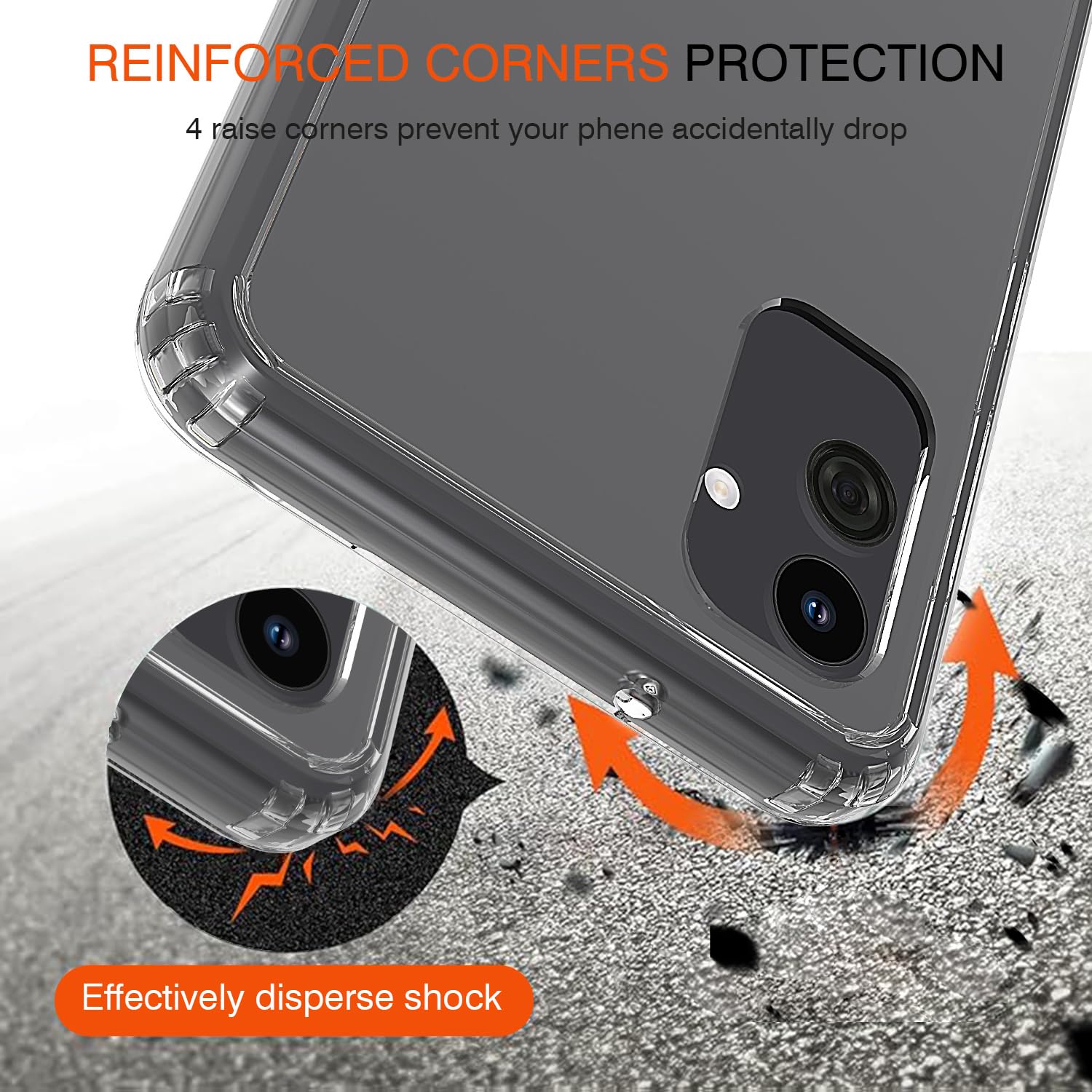Jilivock Phone Case Cover for Samsung Galaxy A04 with 2pcs Screen Protector, Shockproof Clear TPU Case for Samsung Galaxy A04, Premium Minimalistic Phone Cover