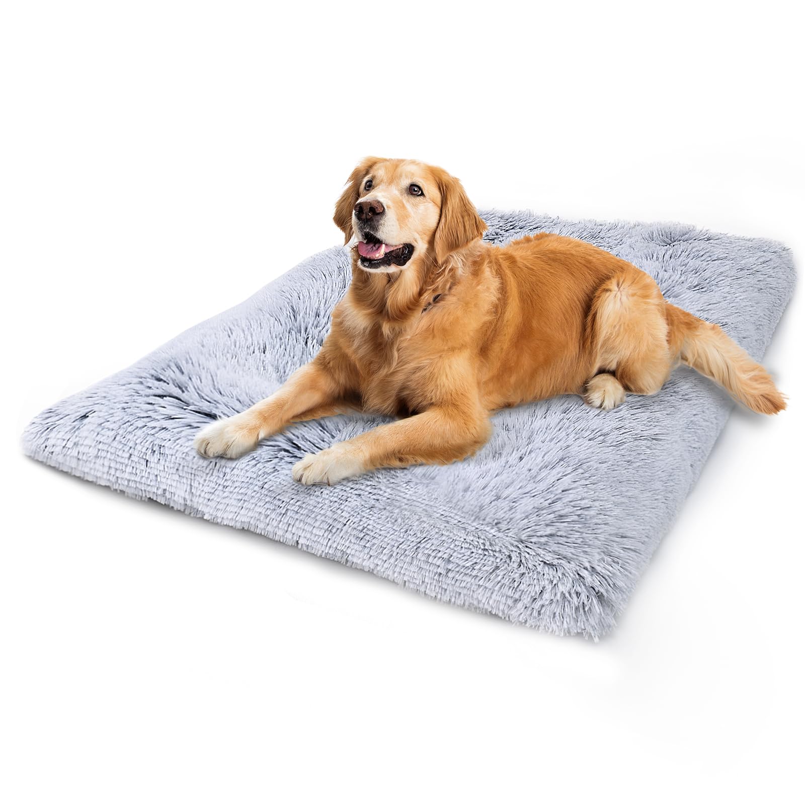 Vonabem Large Dog Bed Crate Pad 36 inch, Washable Pet Crate Beds Large Medium Small Sized Dogs, Deluxe Plush Anti-Slip Dog Mats for Sleeping, Soft Kennel Pad 35 * 23 inch Grey