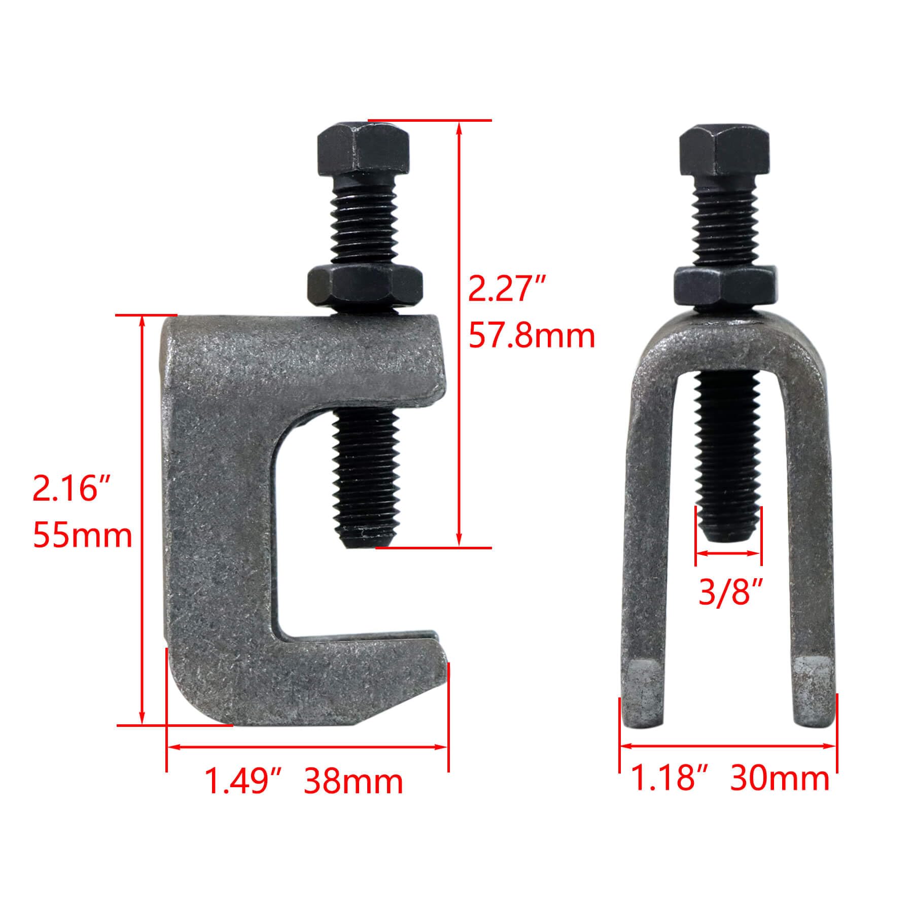 NIDAYE 3/8"-16 Pressed Steel Reversible C-Type Beam Clamp, Structural Attachment to Top Flange of Metal Beams, Channel, or Angle Iron, Max jaw opening: 3/4", Max Load 610lbs