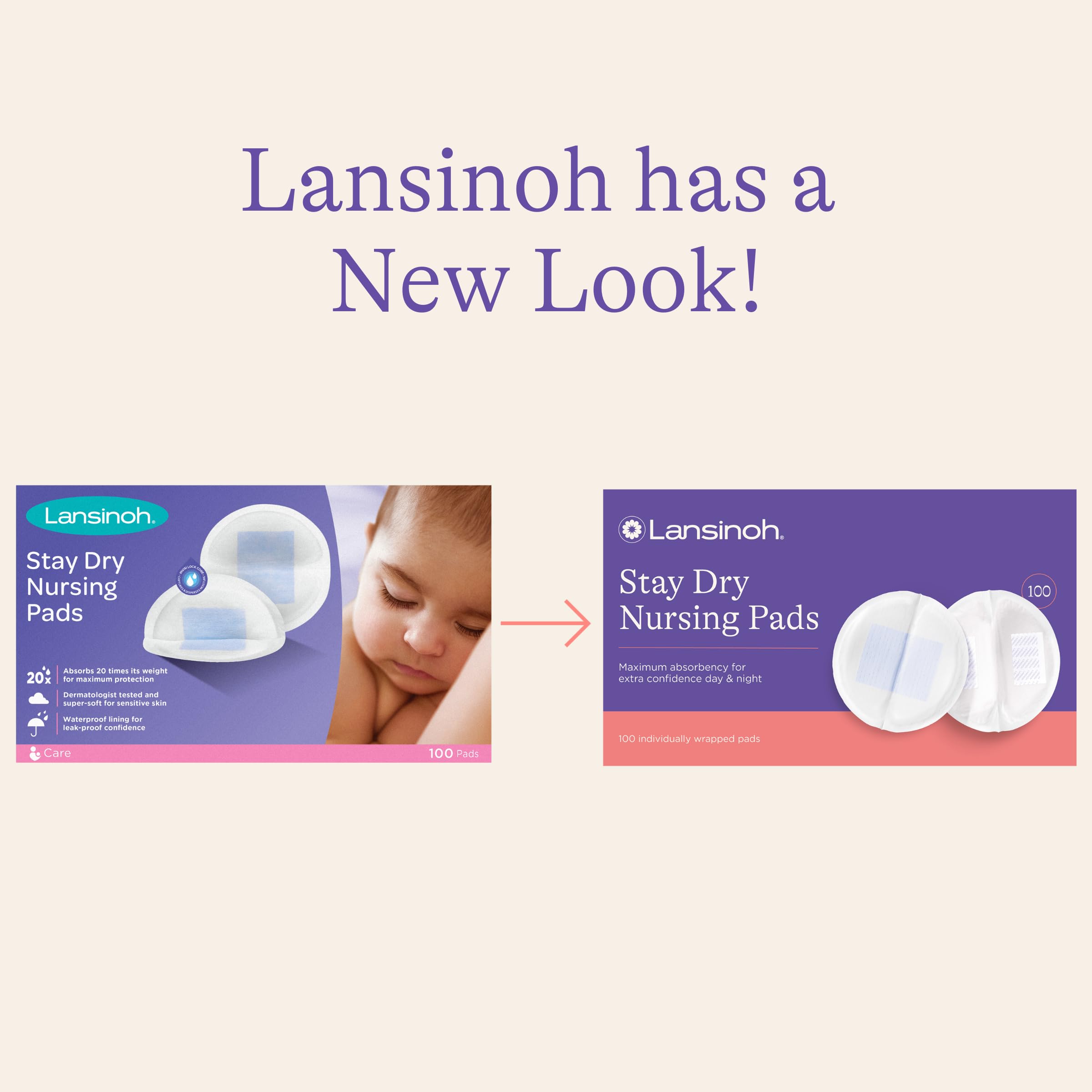 Lansinoh Stay Dry Disposable Nursing Pads, Soft and Super Absorbent Breast Pads, Breastfeeding Essentials for Moms, 100 Count