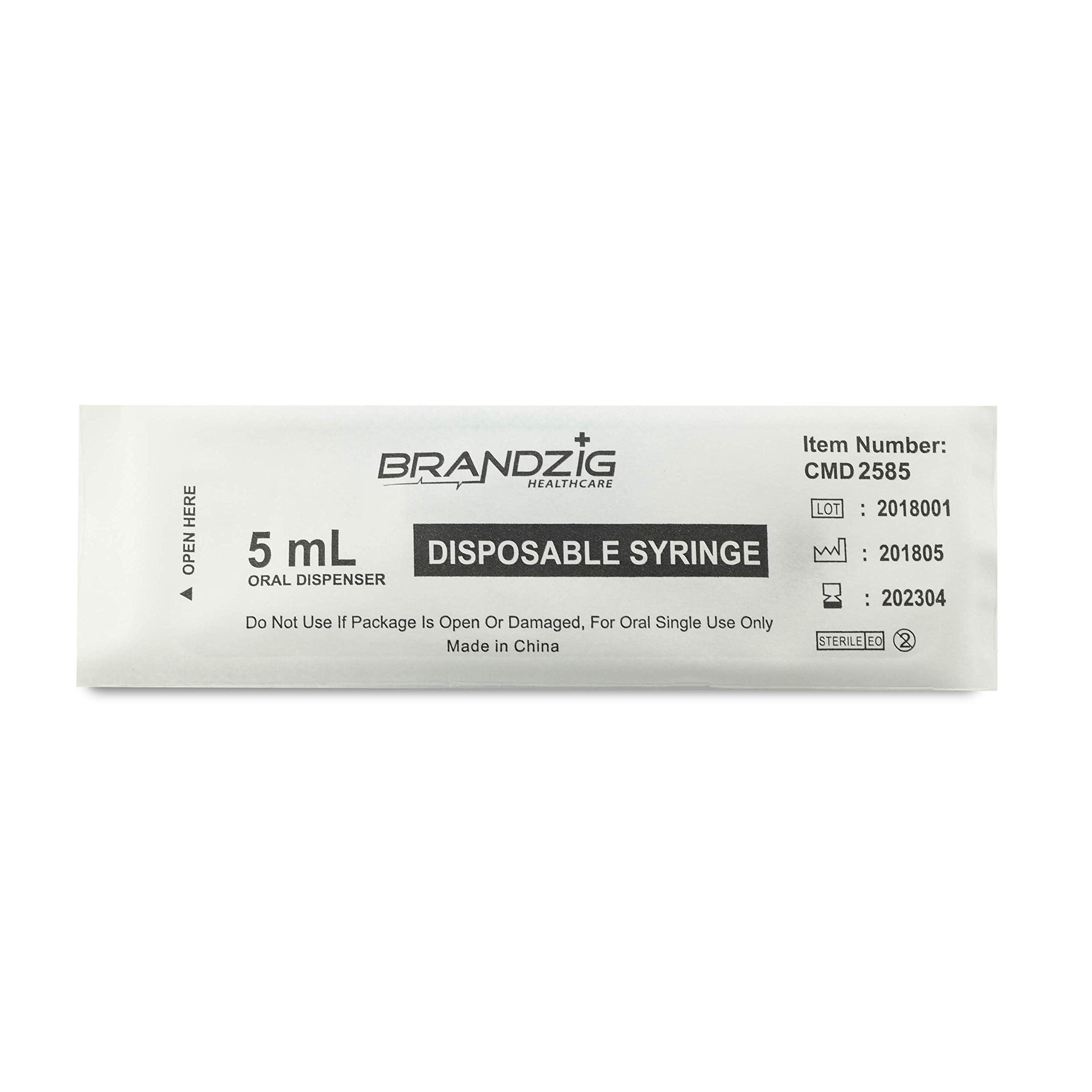 5ml Oral Syringes - 100 Pack – Luer Slip Tip, No Needle, Individually Blister Packed - Medicine Administration for Infants, Toddlers and Small Pets (No Cover)