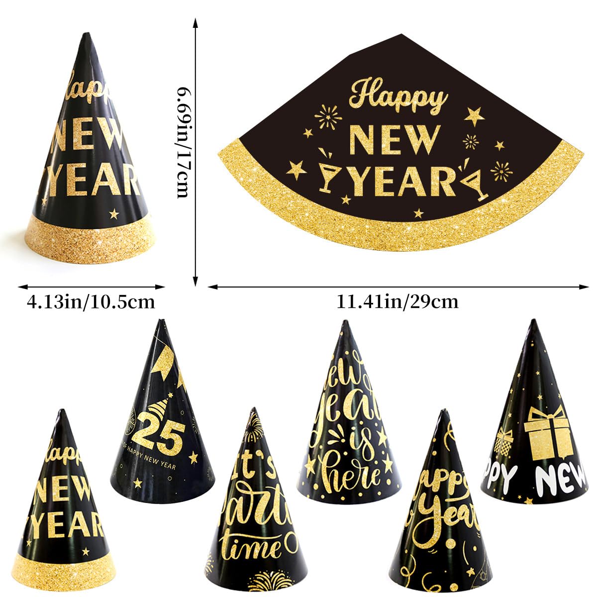 New Years Eve Party Supplies 2025 Including 2025 Foil Balloons,Happy New Year Banner, Balloons Set, Hat and Party Glasses for 2025 Happy New Year Decoration