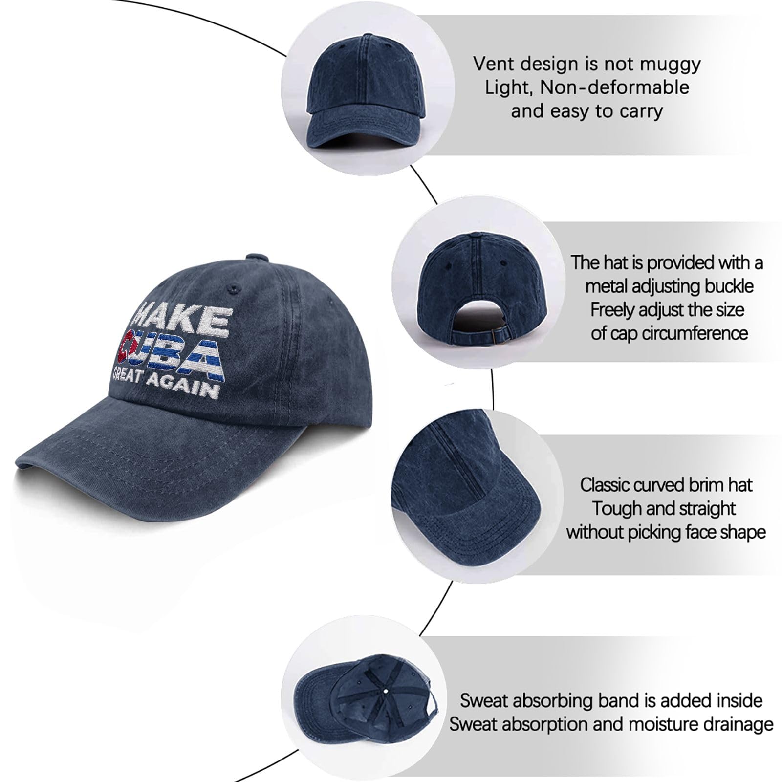 Make CUBAS Great Again Embroidered Sun Hats Outdoor Caps for Daughter