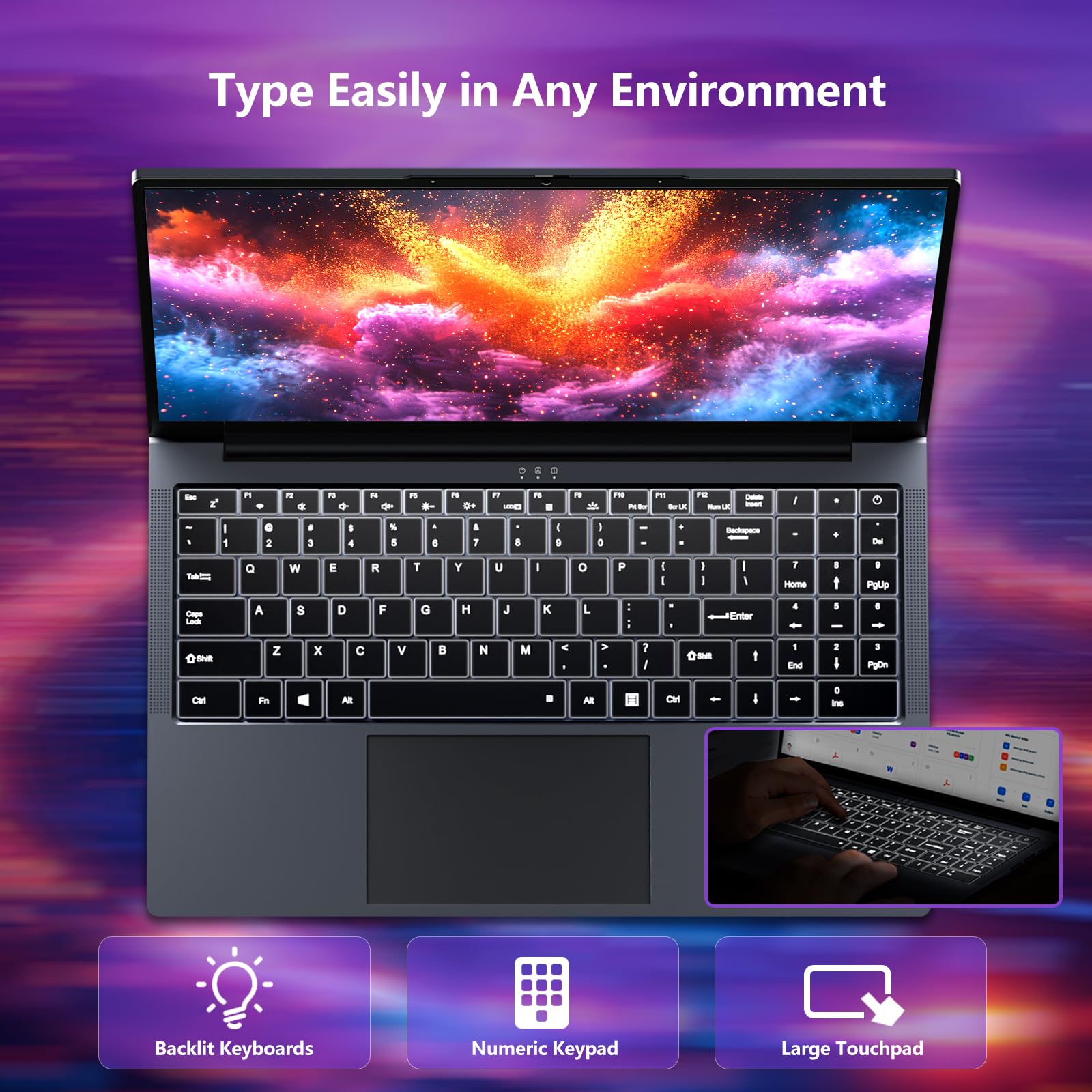 Gaming Laptop i5, 16 inch Laptop Computer Up to 3.60GHz, 2026 Laptop Computers with 16GB RAM 512GB SSD, FHD 1920x1200, 180° Angle Open, Backlit Keyboard, HDMI, Lap top for Student Business Work