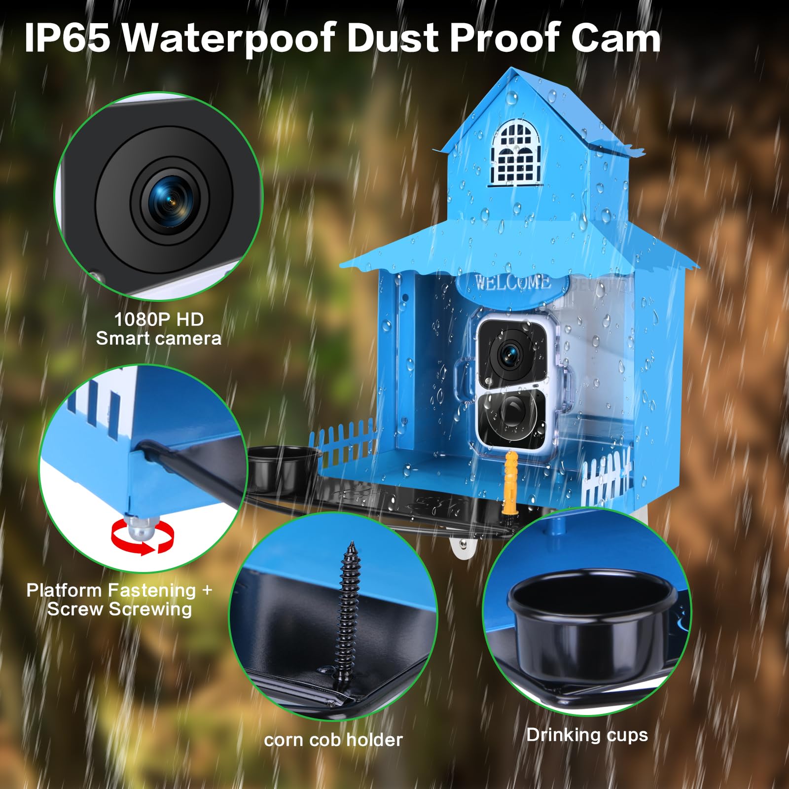 Squirrel Feeder with Camera Solar Powered,Metal Smart Squirrel Feeder Camera with Corn Cob Holder,Squirrel Houses for Outside,2K HD Live View,Ideal for Squirrel Lover