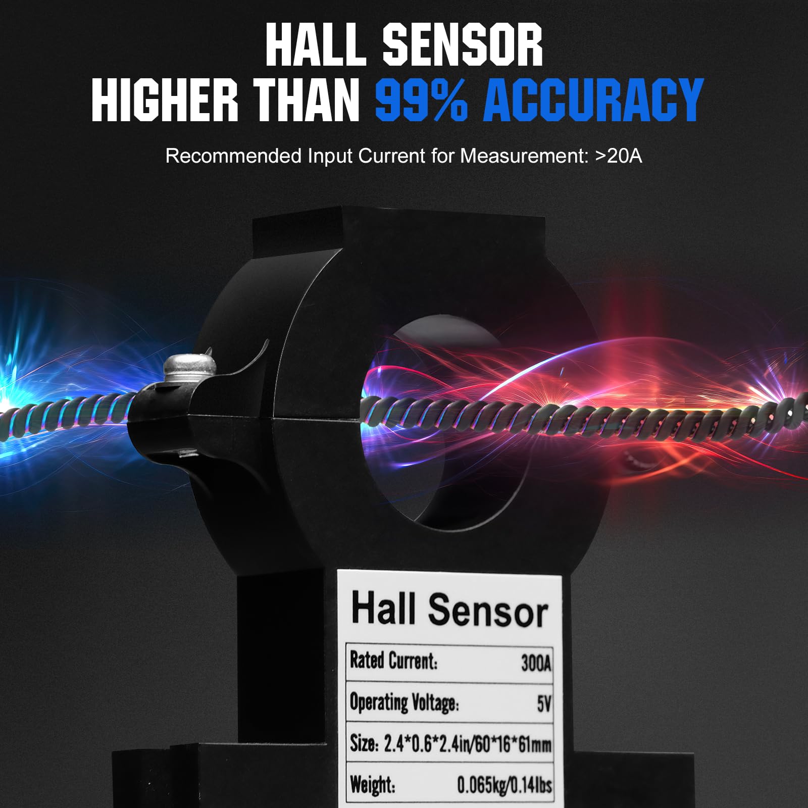 ECO-WORTHY Battery Monitor with Hall Sensor Touchable Display, 9-80V 300A Battery Monitor with Alarm, for Li-ion/LiFePO4/AGM/Gel Battery in Golf Cart/RV/Solar System