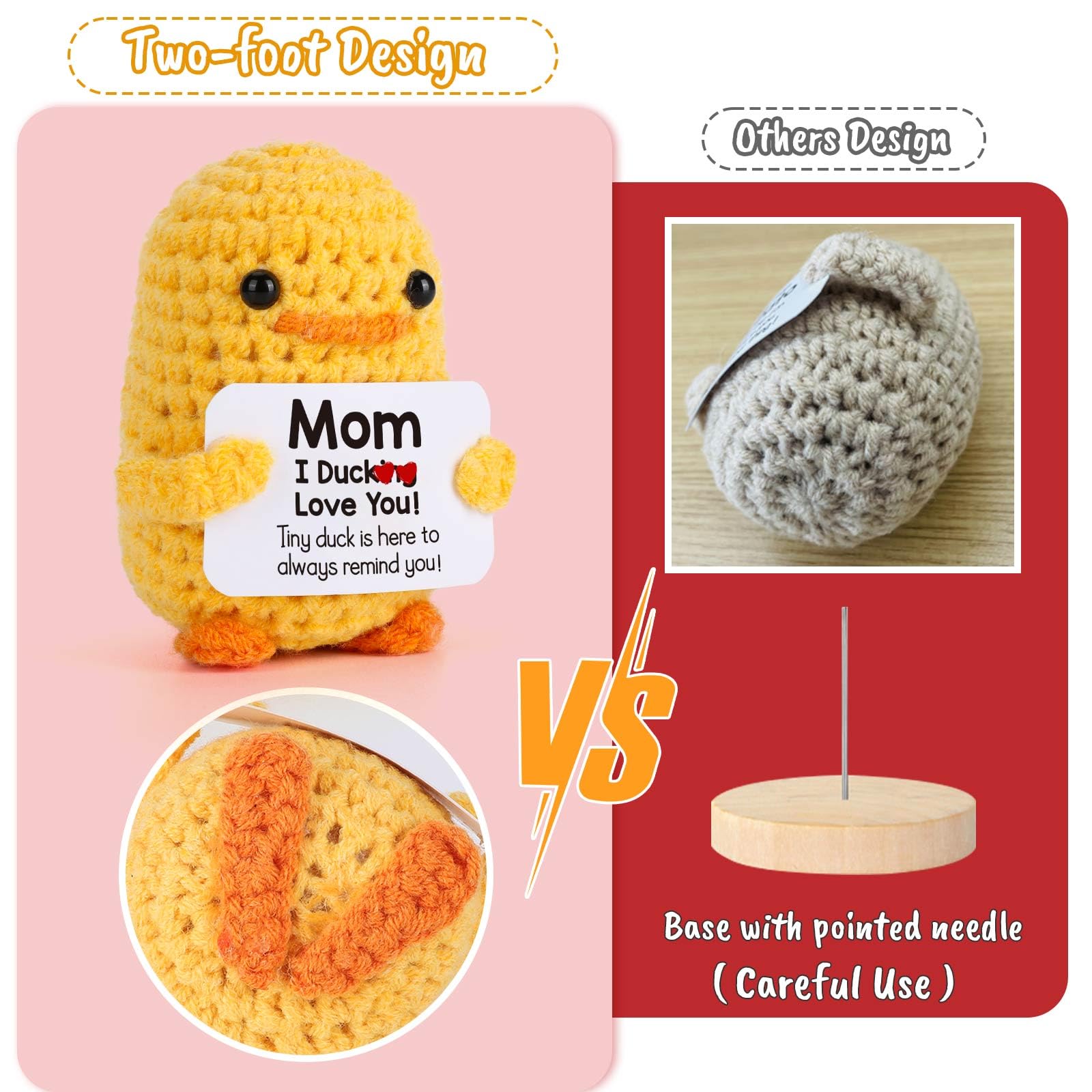 MBL Funny Birthday Gifts for Mom – I Duck Love You Mom, Handmade Crochet Cute Small Duck Unique Presents for Mama Bonus Step Mom Mother in Law Mothers Day Christmas Stocking Stuffers Valentines