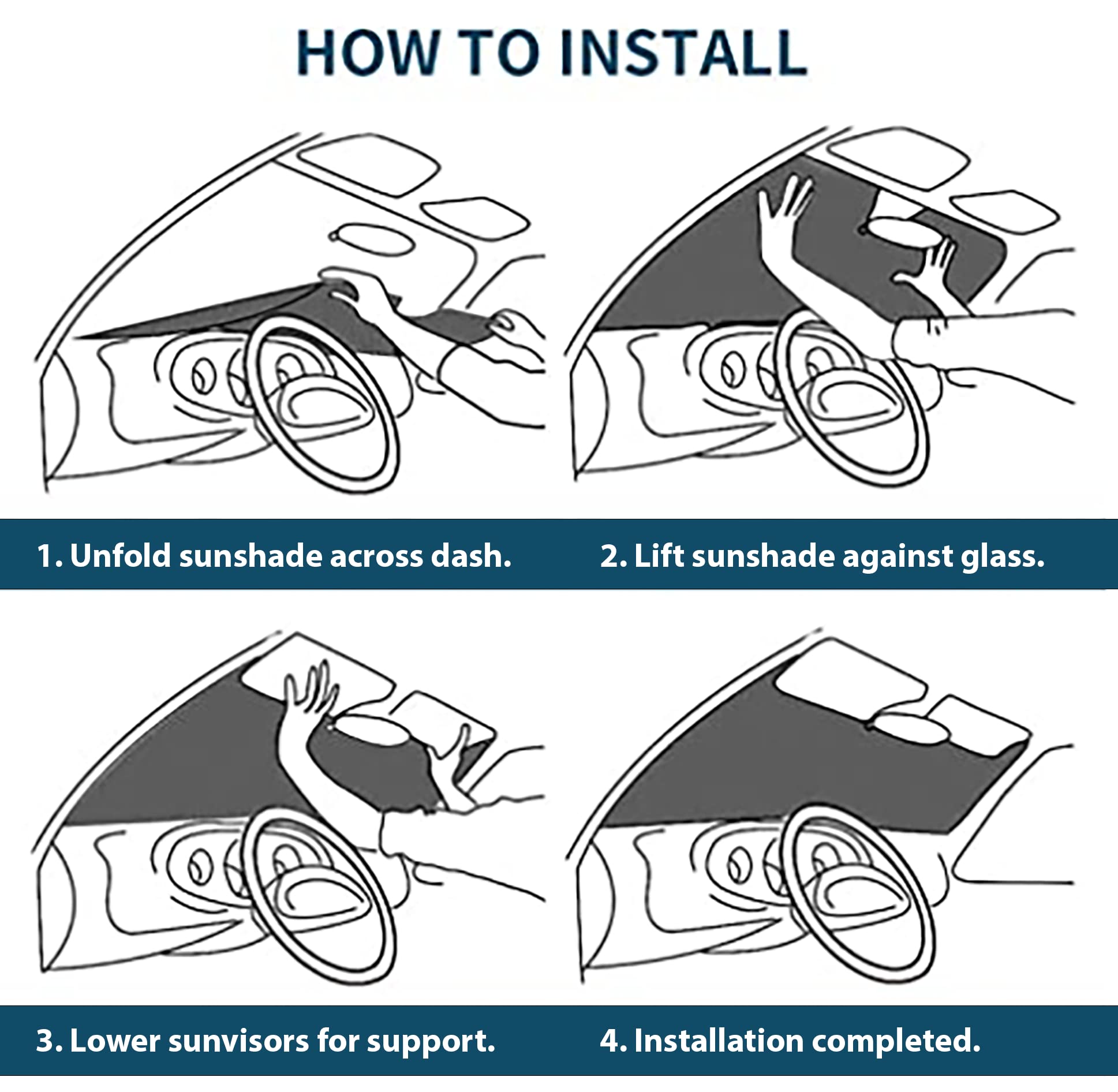 Plasticolor 003939W01 Honda Black Matte Accordion Sunshade White Logo 26.75 inches Tall x 57 inches Wide