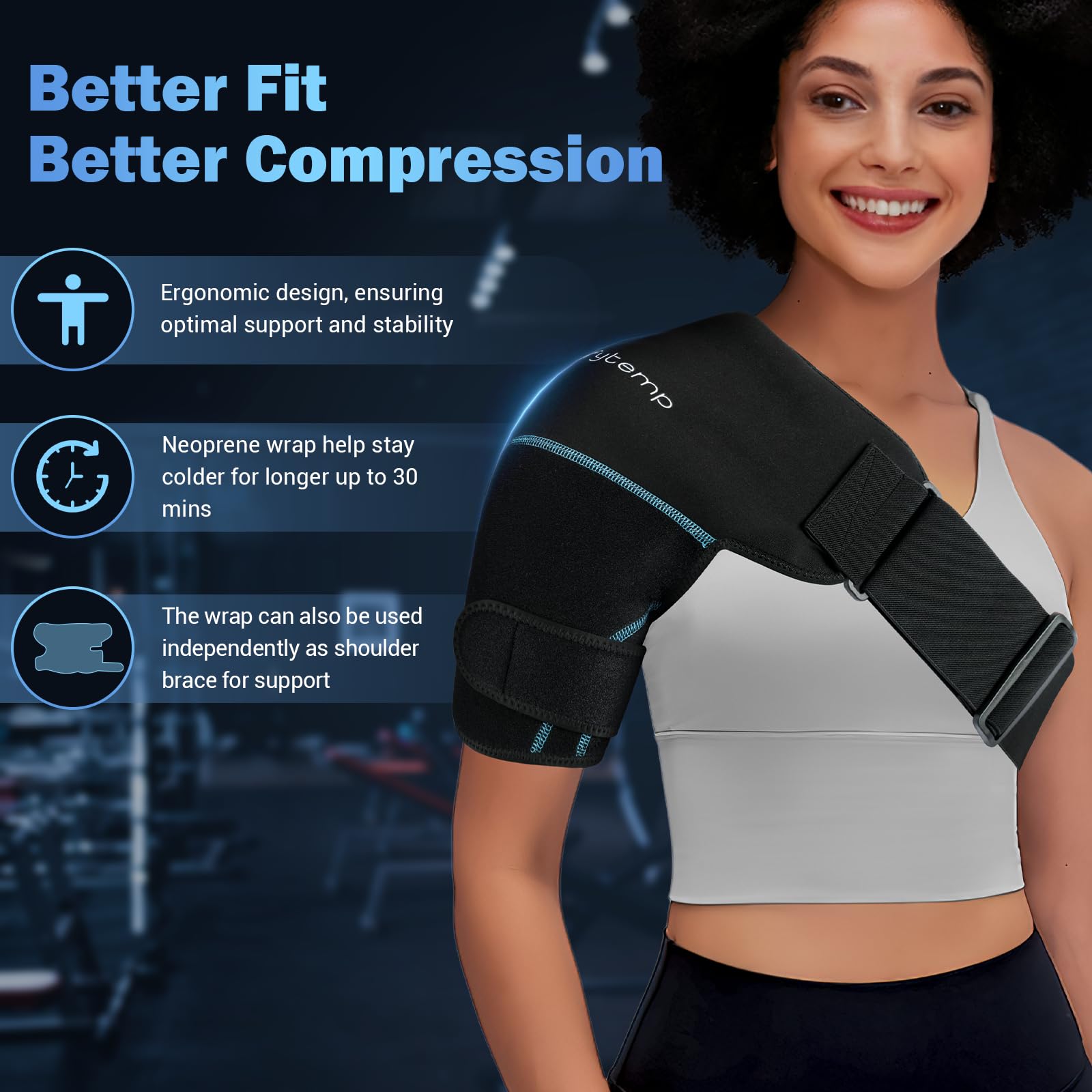 Comfytemp Shoulder Ice Pack Wrap, FSA HSA Eligible, Shoulder Brace with Gel Ice Pack for Injuries Reusable, Physical Therapy Cold Compression Sleeve for Arm Rotator Cuff Pain Relief, Surgery Recovery