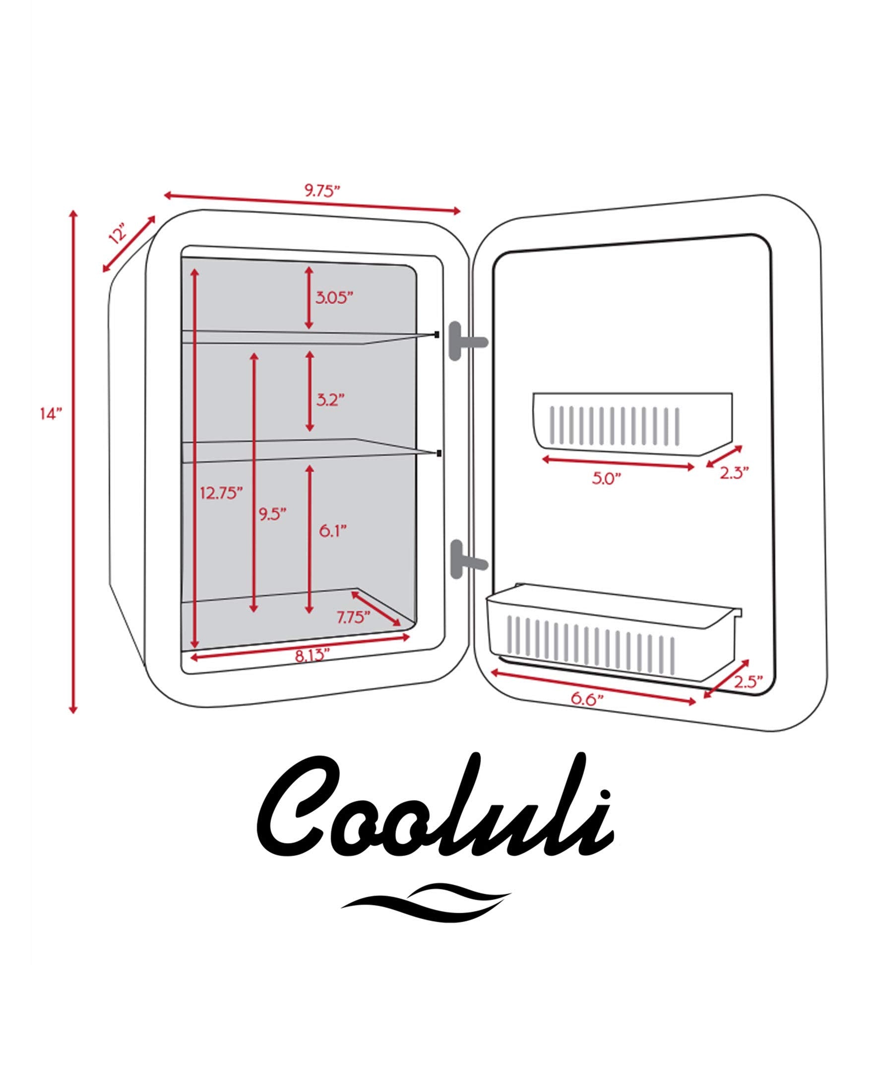 Cooluli 15L Mini Fridge for Bedroom - Car, Office Desk & College Dorm Room - 12V Portable Cooler & Warmer for Food, Drinks, Skincare, Beauty, Makeup & Cosmetics - AC/DC Small Refrigerator (Turquoise)