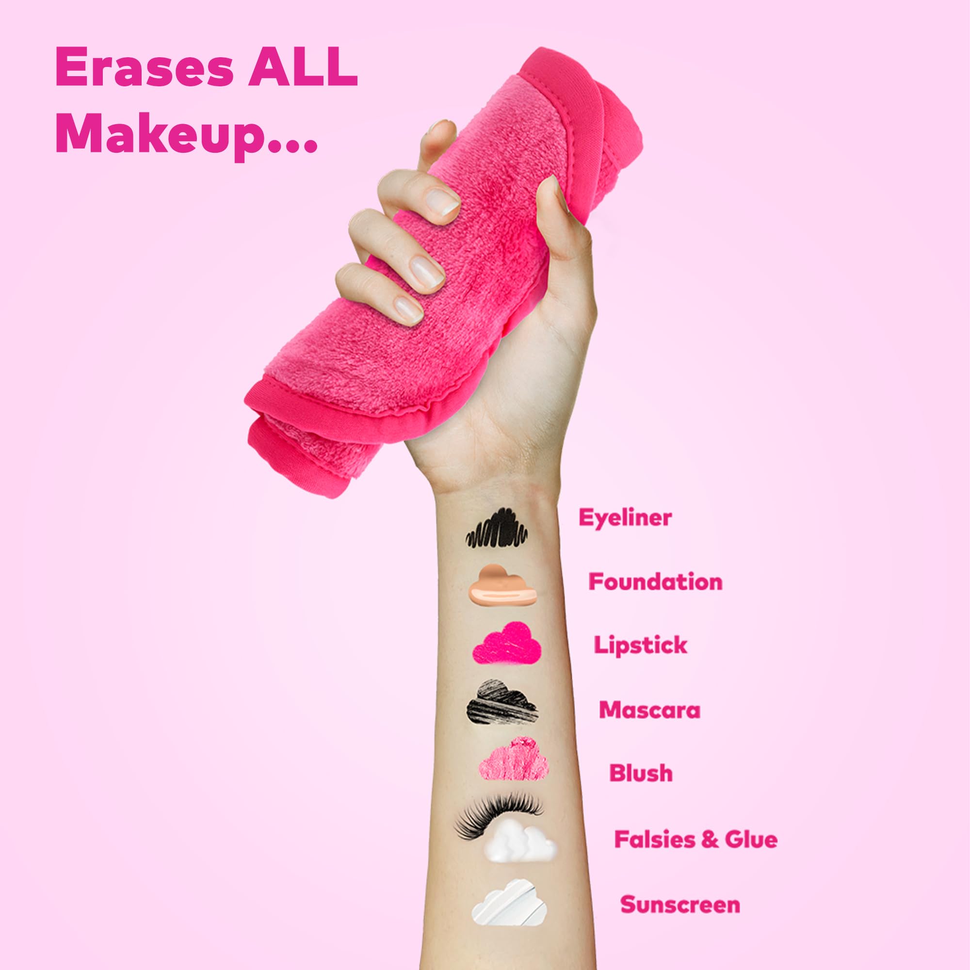 The Original Makeup Eraser, Erase All Makeup With Just Water, Including Waterproof Mascara, Eyeliner, Foundation, Lipstick and More, Original Pink