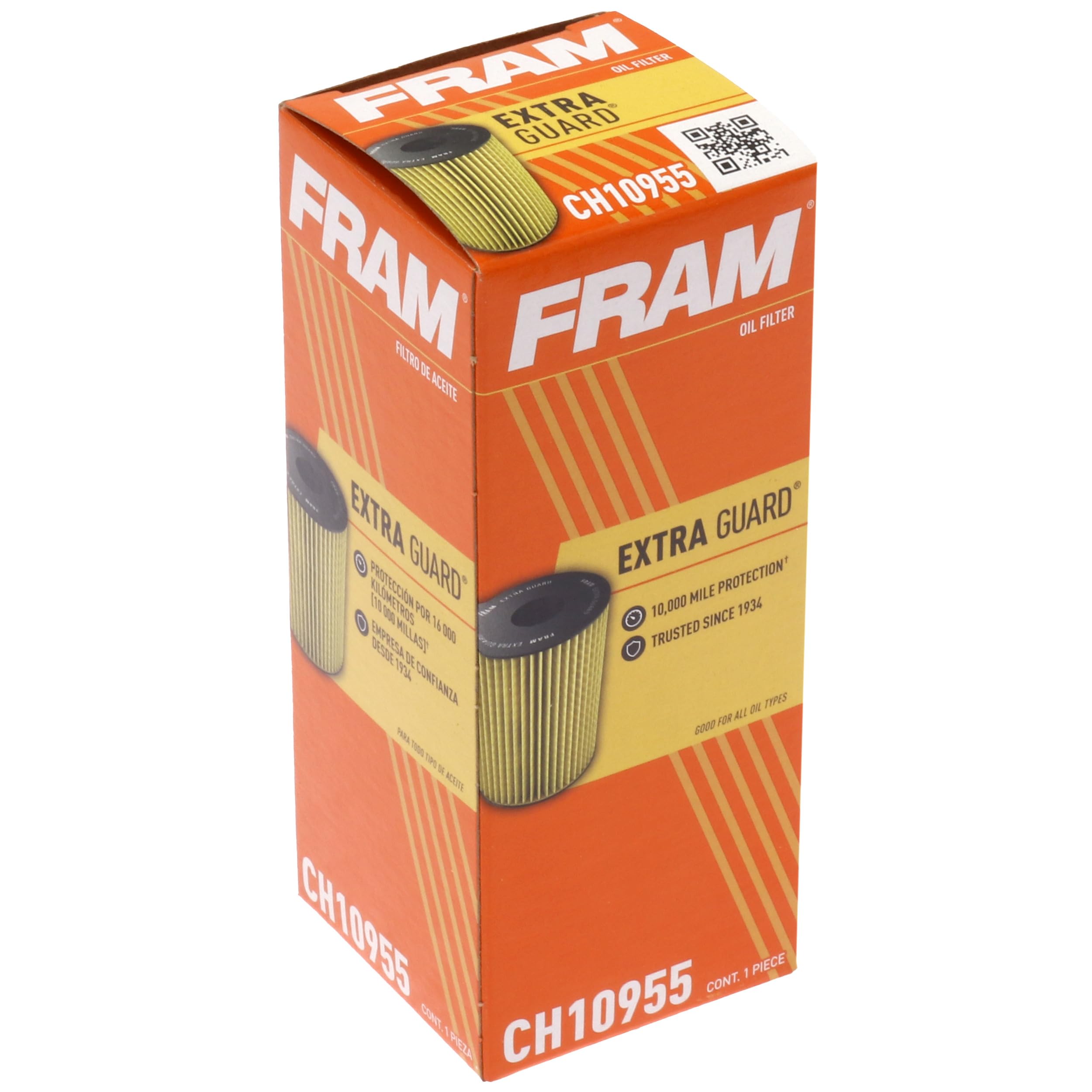 FRAM Extra Guard CH10955, 10K Mile Change Automotive Replacement Interval Cartridge Engine Oil Filter for Select Vehicle Models