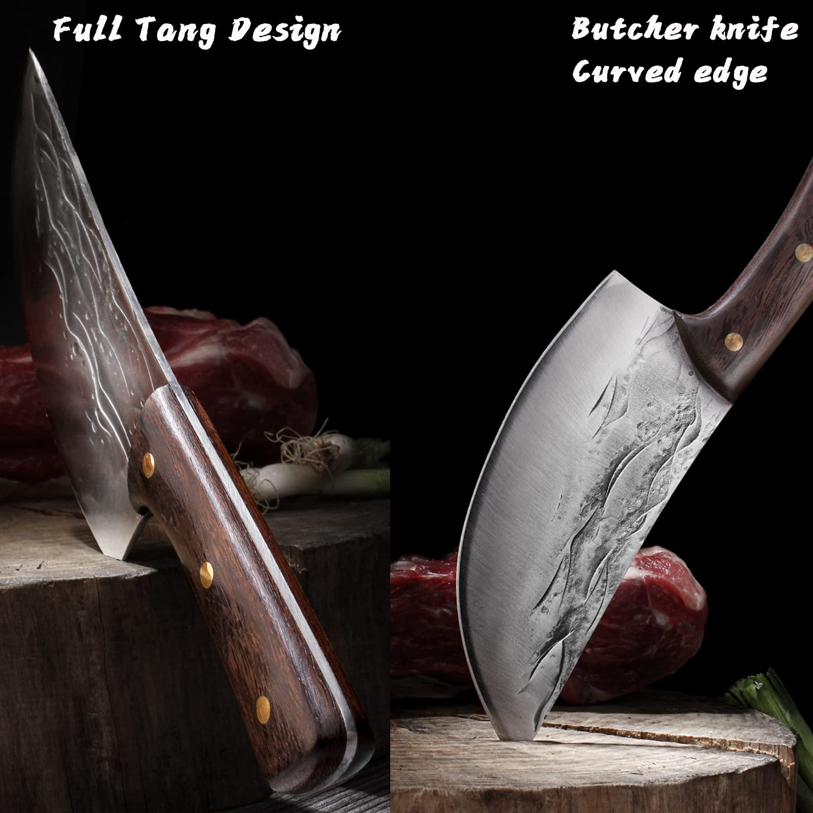 BLADESMITH Butcher Knife, Viking Boning Cleaver knife for Meat Slicing - 7'' Sharp Multi-Purpose Forged in Fire for De-Boning/Slicing/Cutting/Mincing at Slaughter House/Restaurant/Kitchen