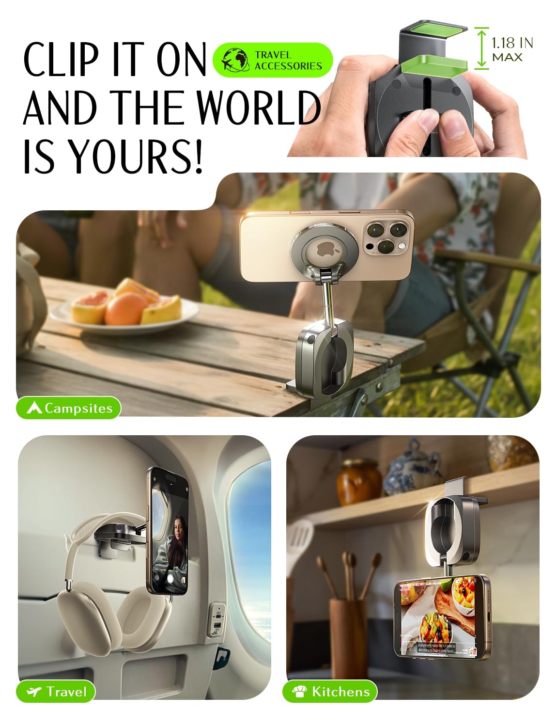 LISEN Travel Gifts for Tech Lovers Women Airplane Gadgets Travel Essentials Phone Holder MagSafe Accessories Christmas for Gifts Dad Mom Long Flight Europe Vacation Essentials Cruise Essentials