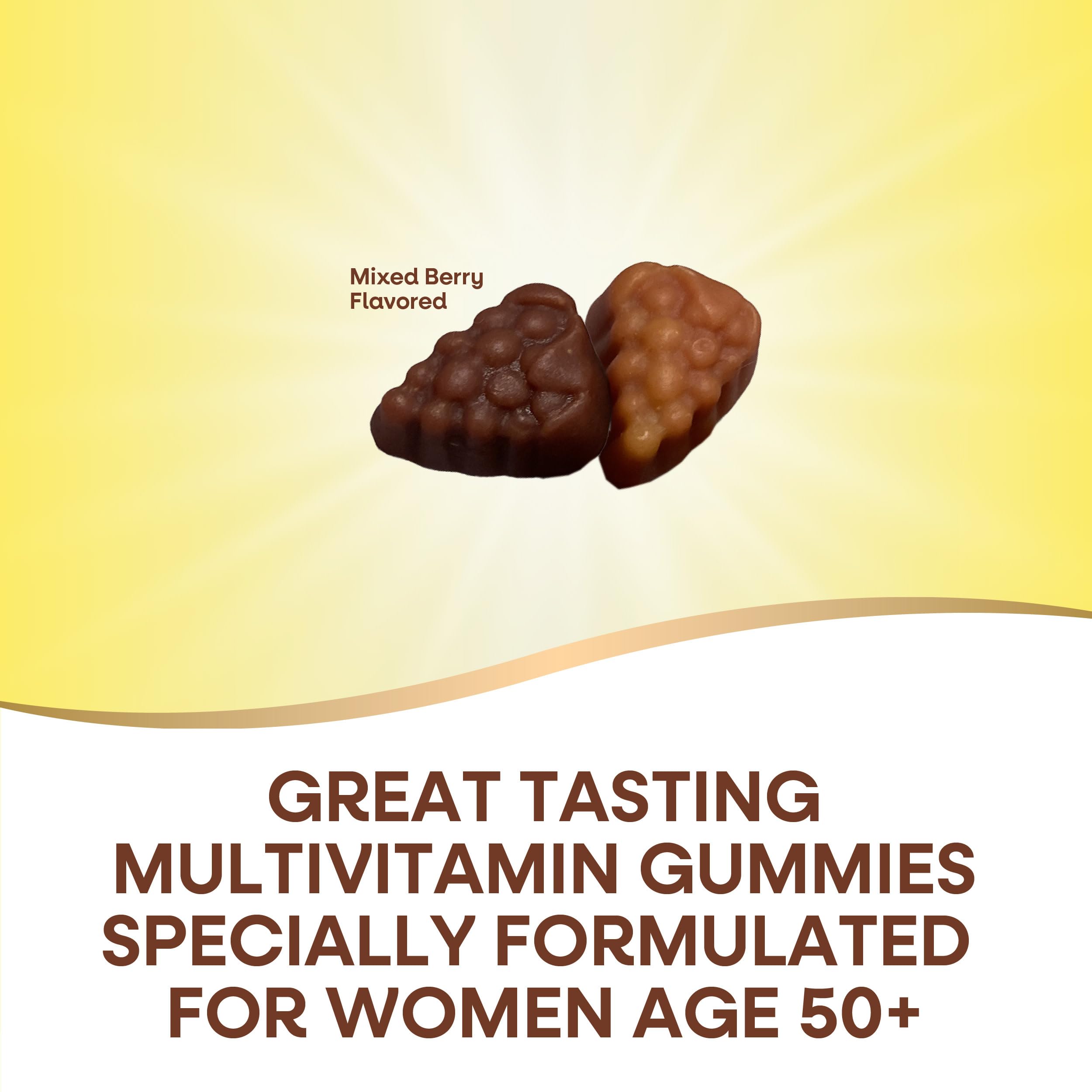 Nature's Way Alive! Women’s 50+ Gummy Multivitamin, Supports Multiple Body Systems*, Supports Healthy Heart, Brain & Bones*, B-Vitamins, Mixed Berry Flavored, 60 Gummies (Packaging May Vary)